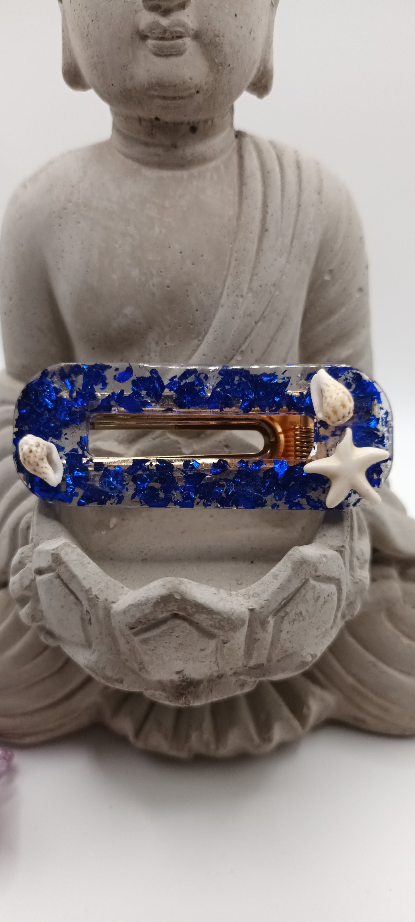 Barrette en résine la mer bleu
