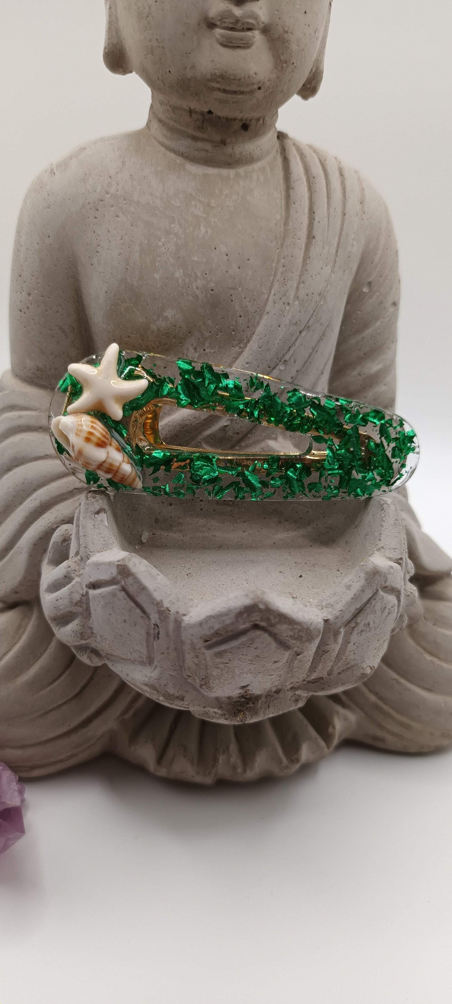 Barrette en résine la mer côté gauche