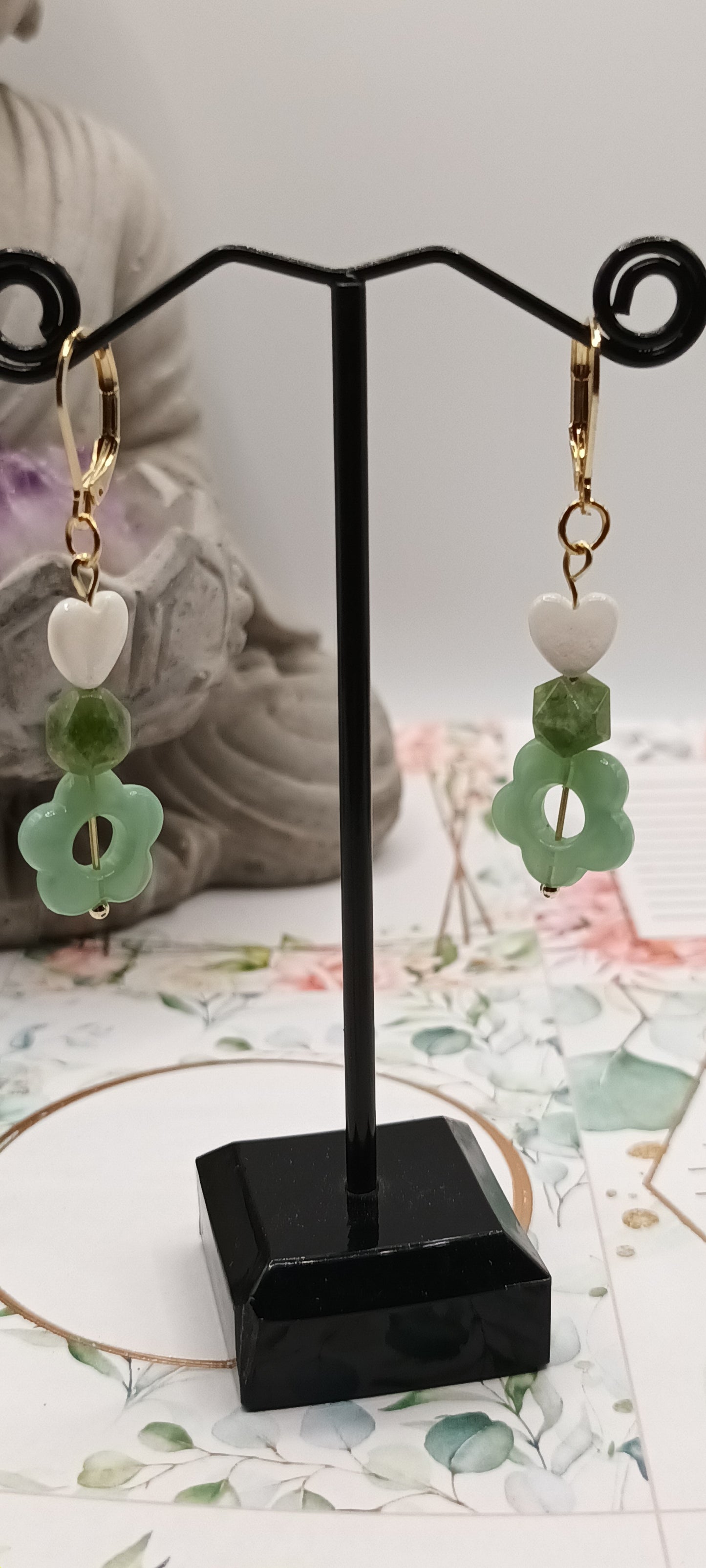 Boucles d'oreilles en pierre précieuse naturel de toumaline