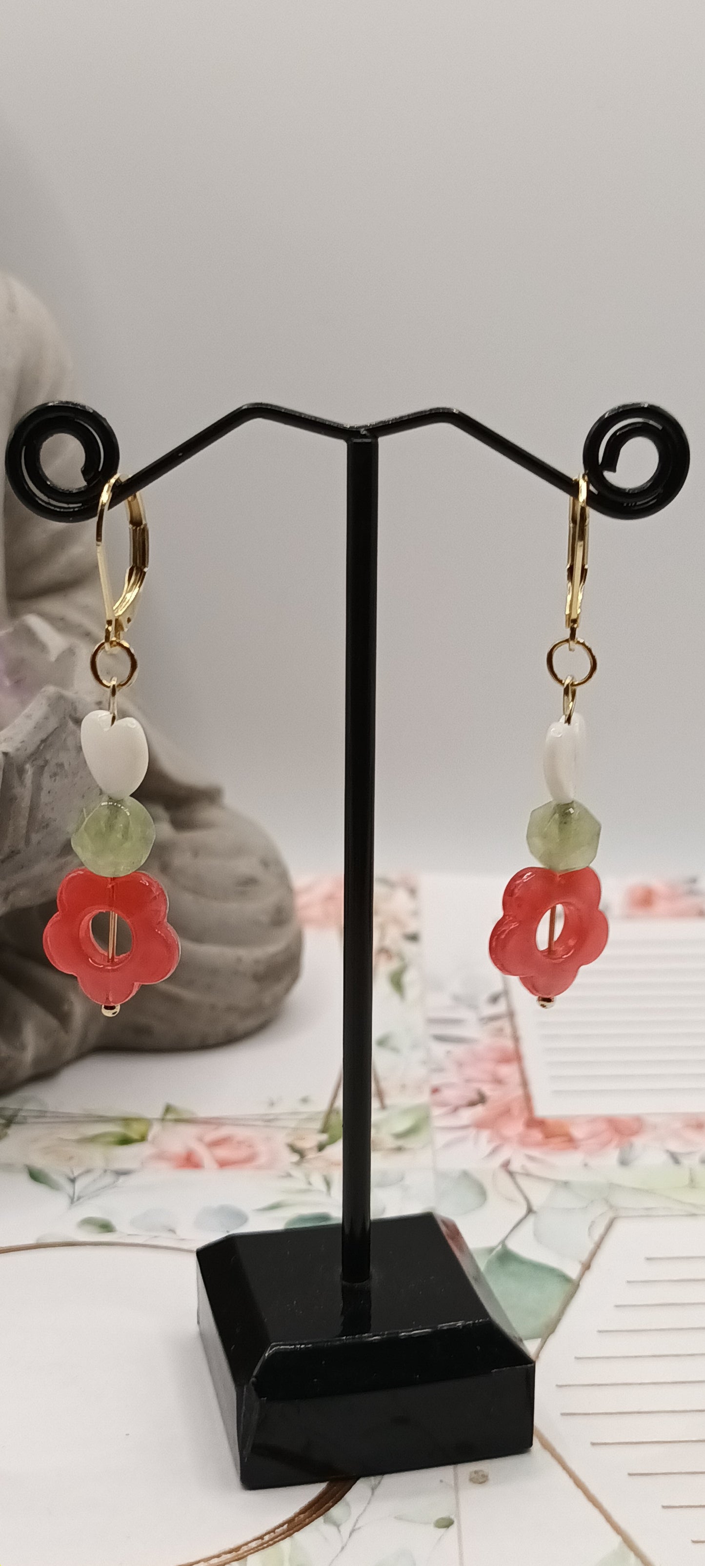 Boucles d'oreilles en pierre précieuse naturel de toumaline