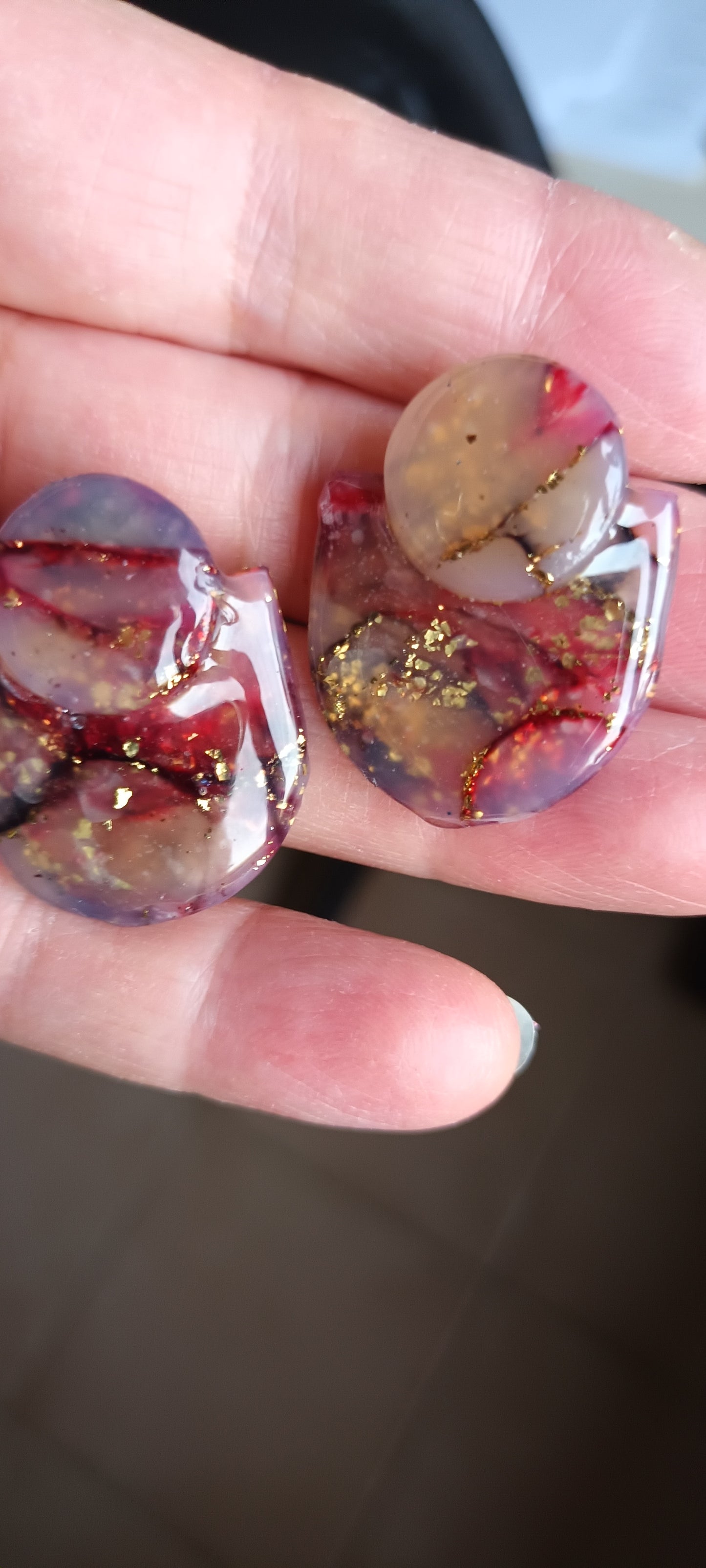 Boucles d'oreilles en pate cernit et résine