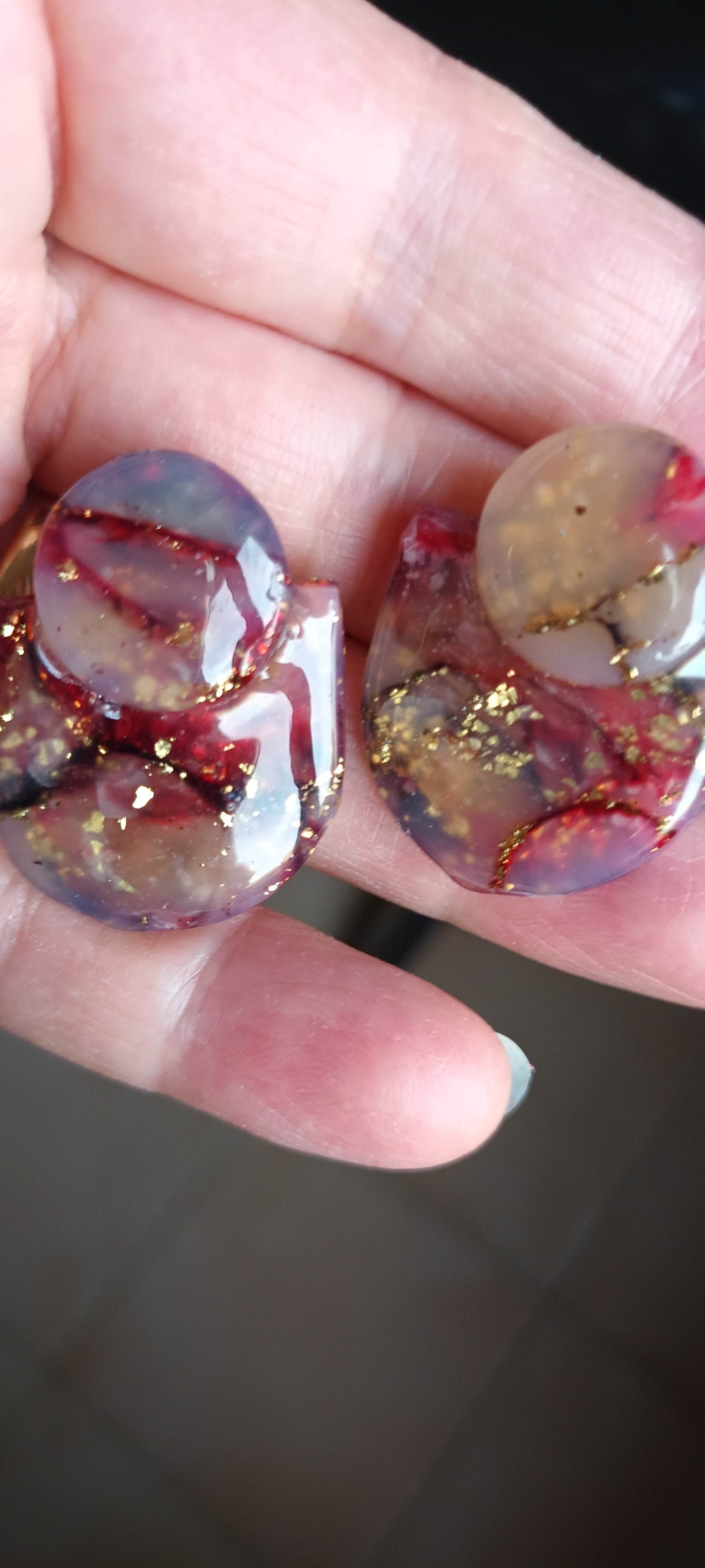 Boucles d'oreilles en pate cernit et résine