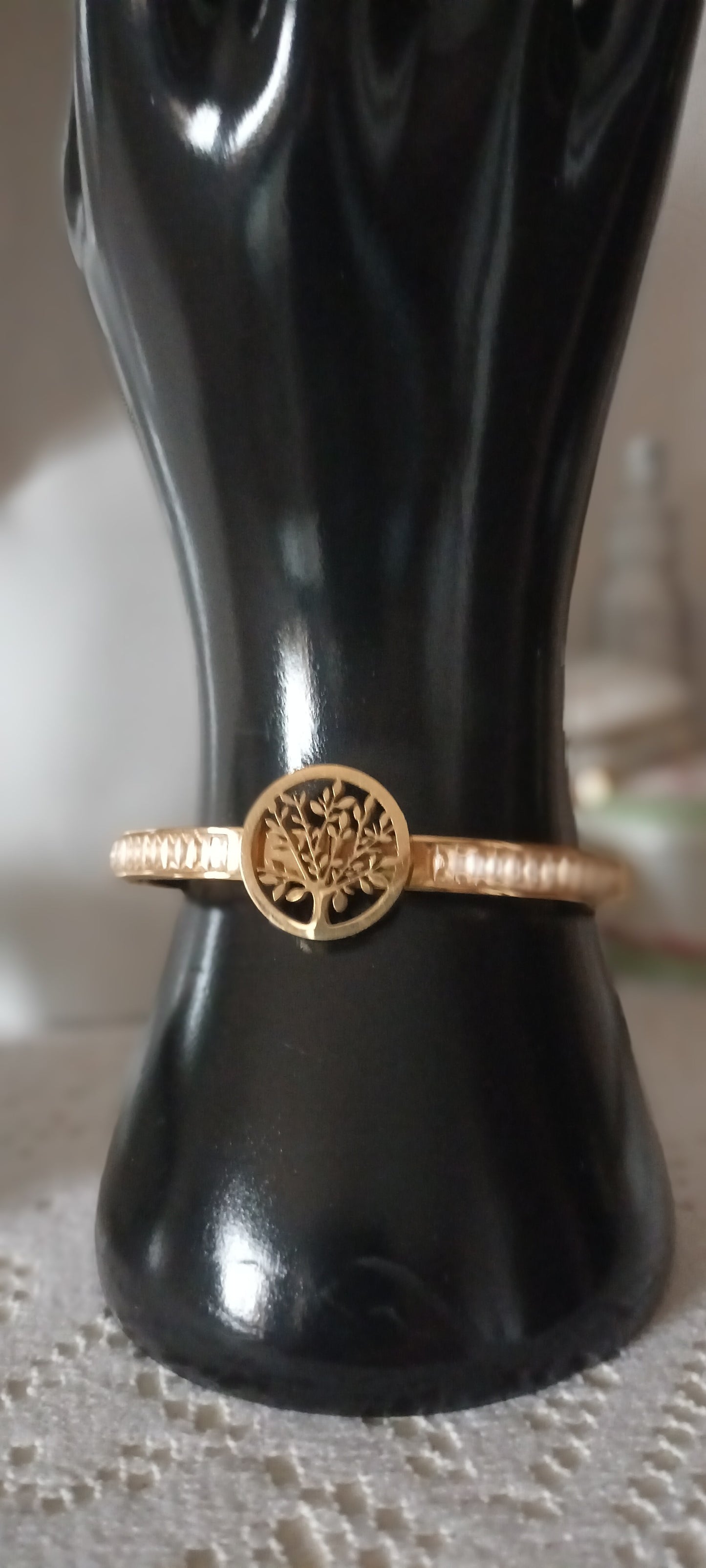 Bracelet jonc arbre de vie et zircone