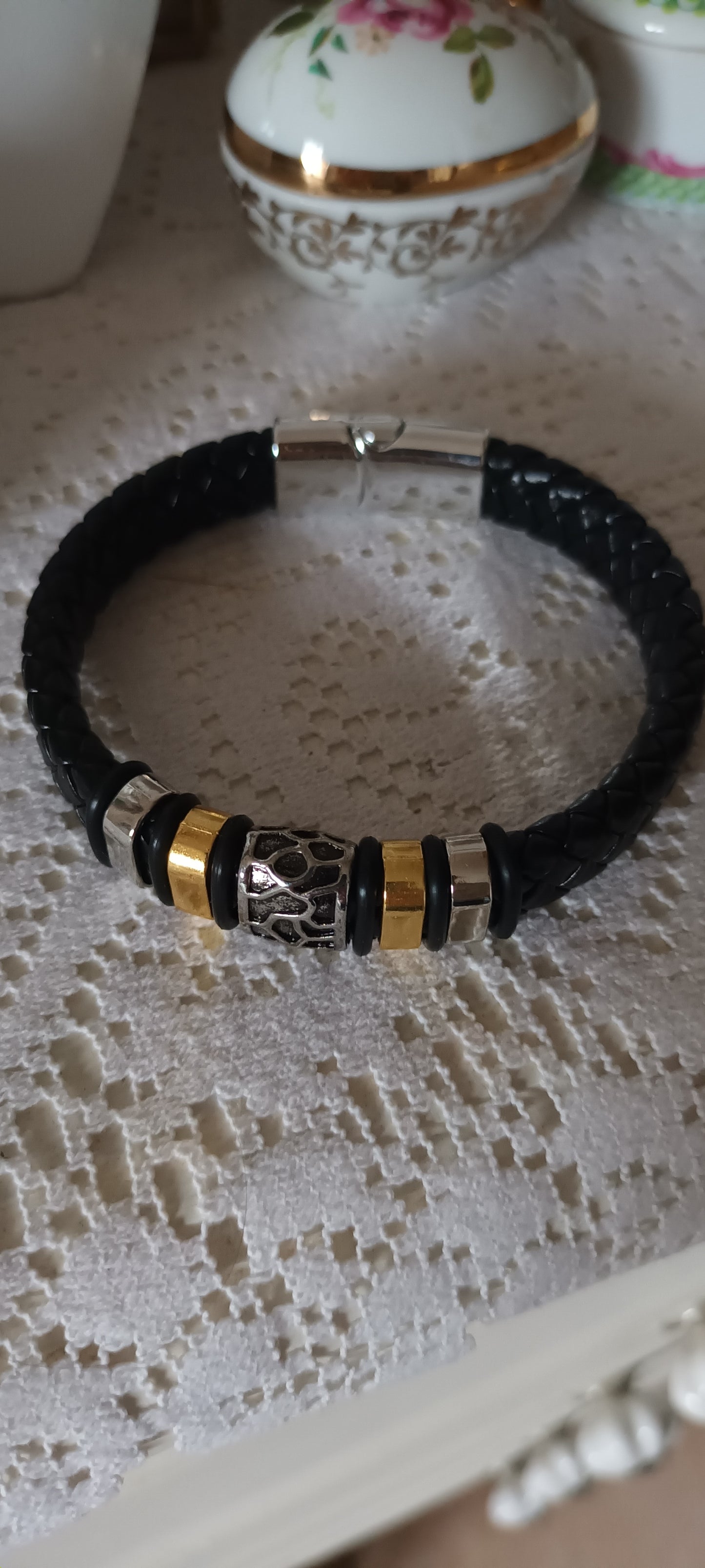 Bracelet homme vintage multicouche noir