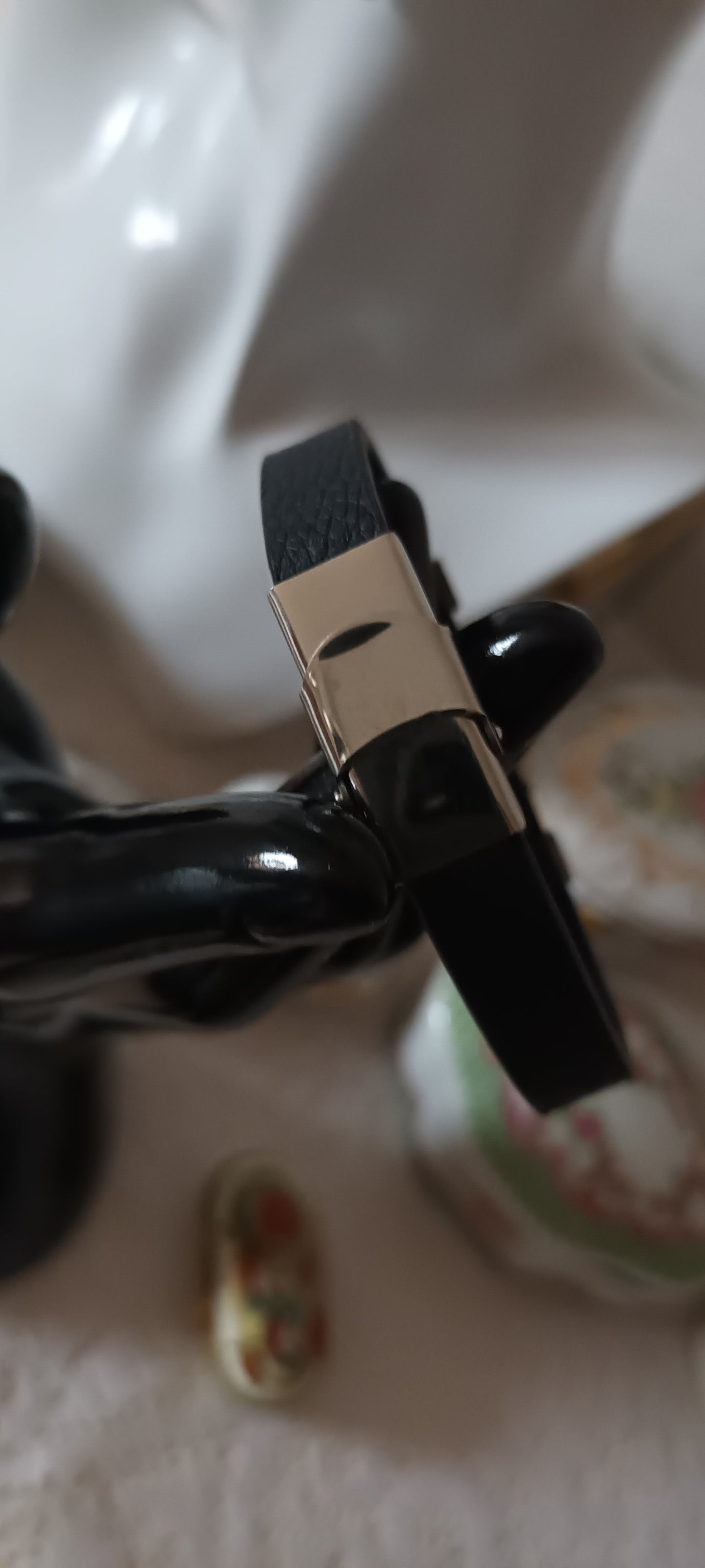 Bracelet homme symbole clé de sol en cuir noir