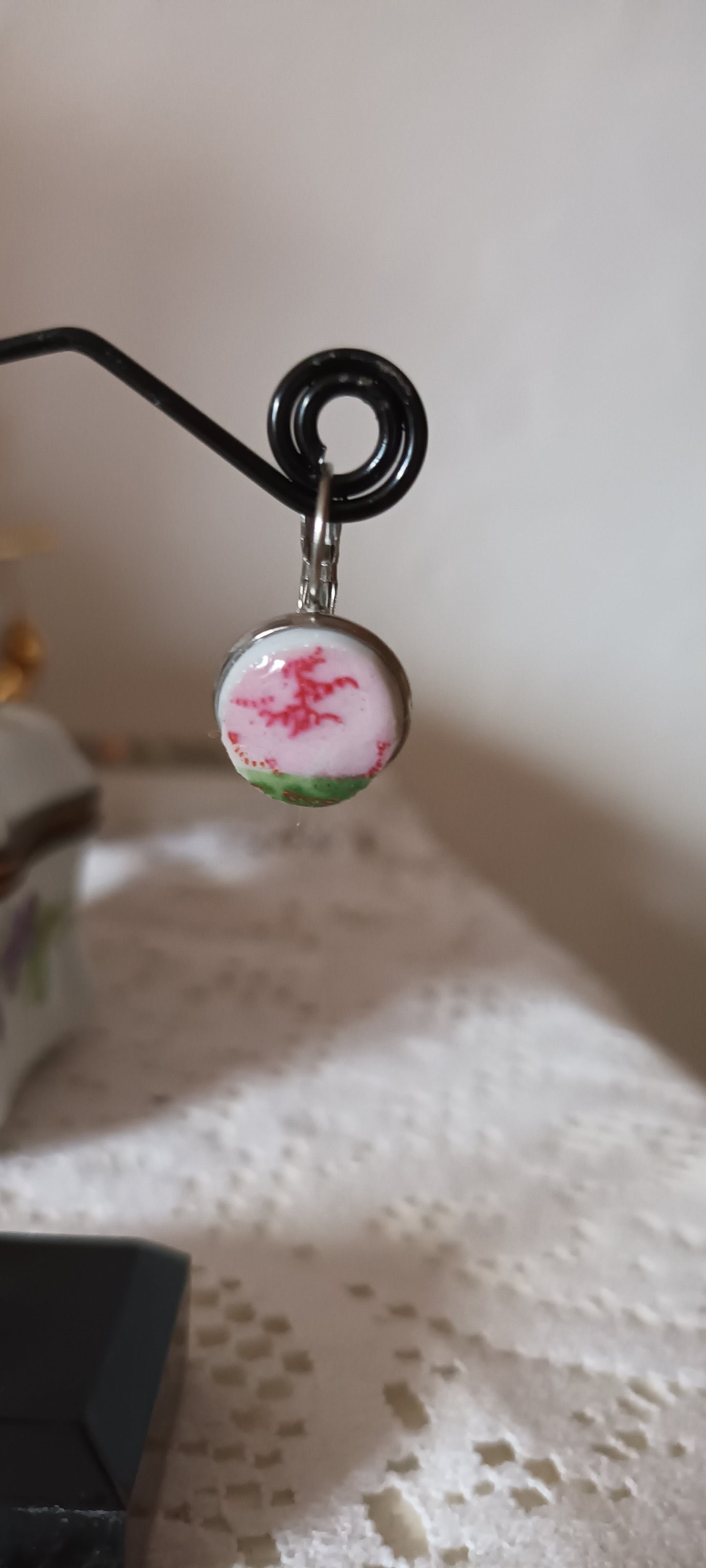 boucles d'oreilles en porcelaine de chine multicolor