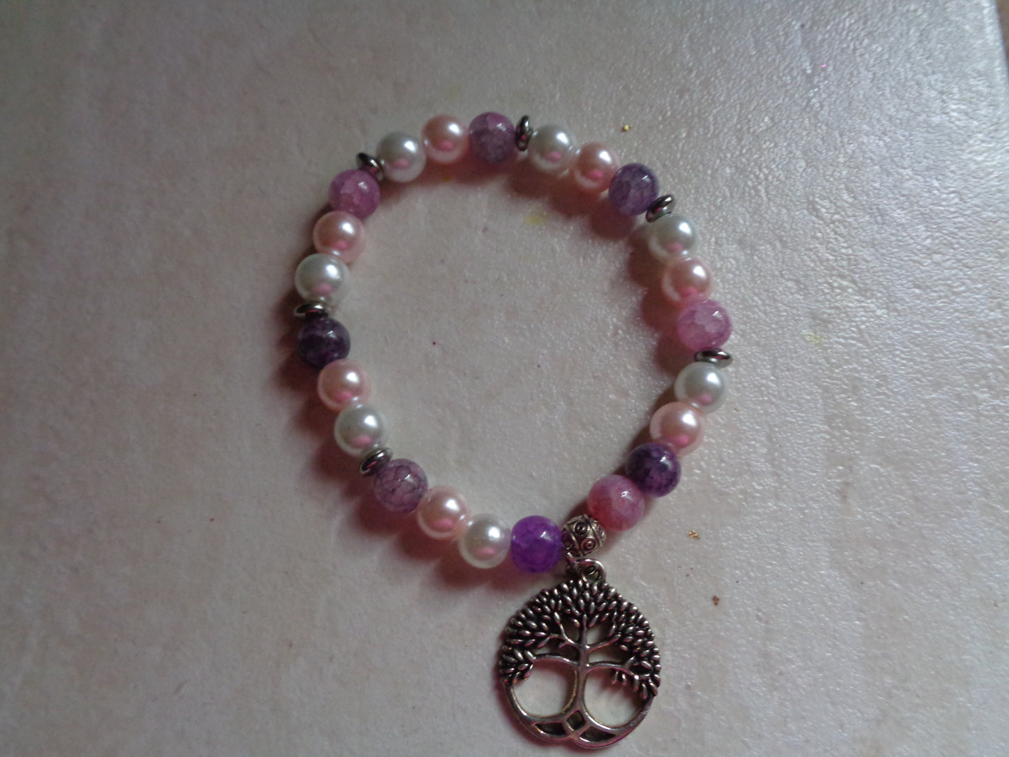 Bracelet perle de verre breloque arbre de vie