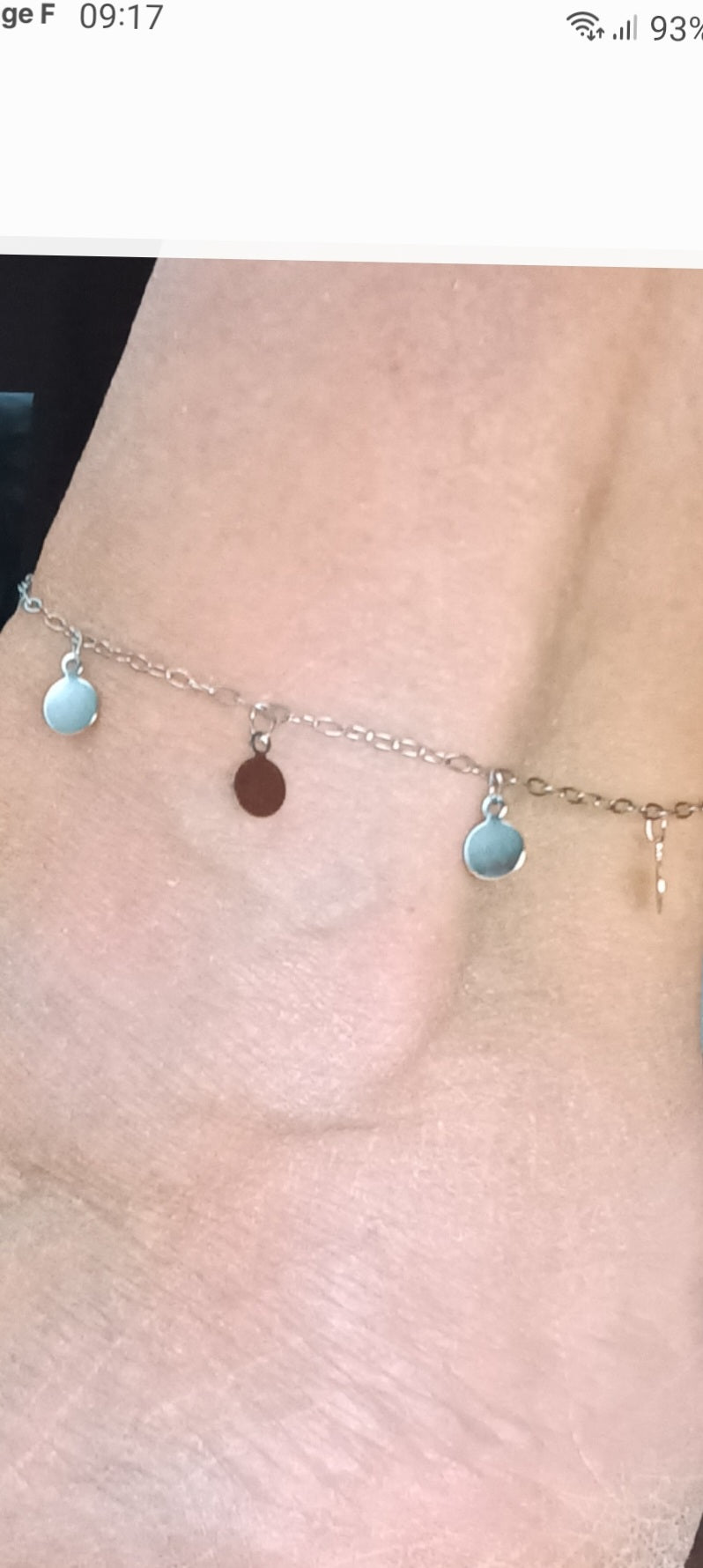 Bracelet de cheville pour femme ,argent, petits ronds en breloque