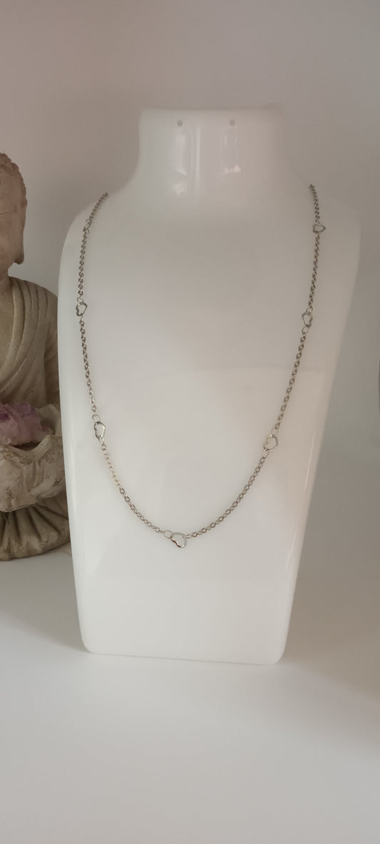 collier en acier inoxydable argent , Cœur CAC8