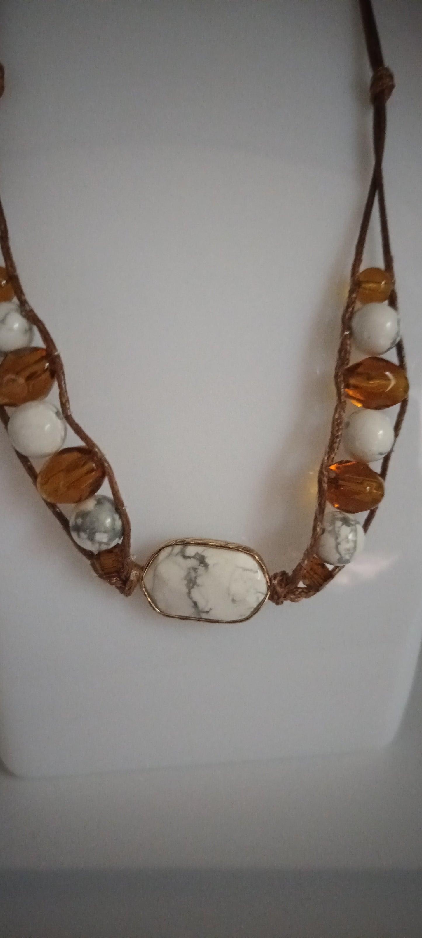 collier en pierre précieuse naturel et ambre CPPV