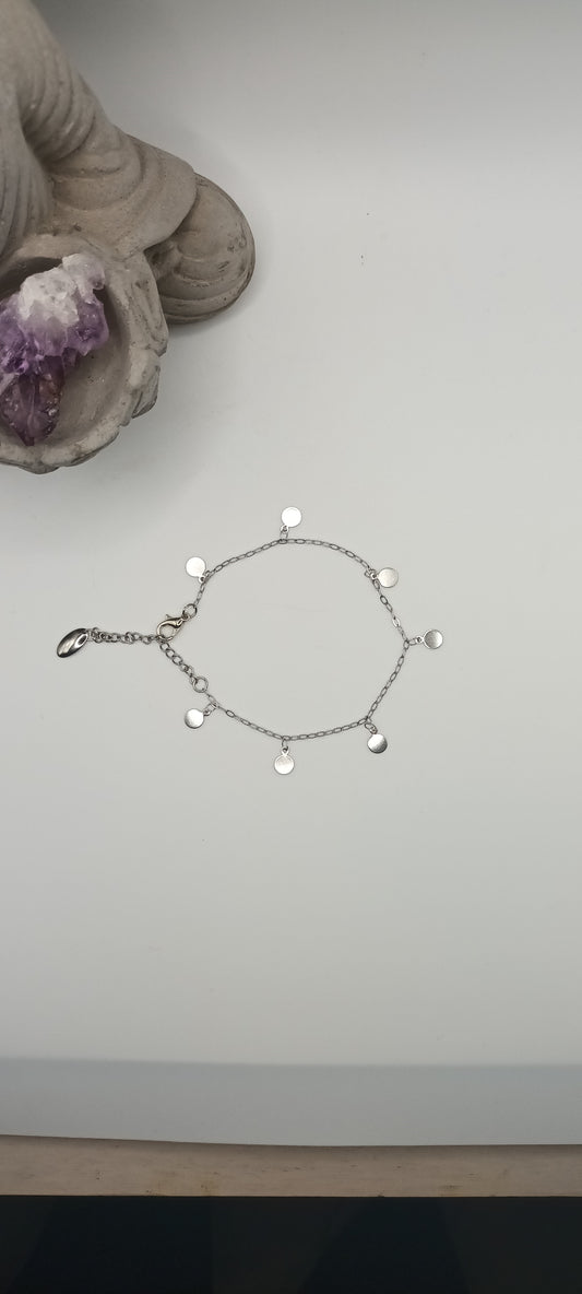 bracelet de cheville argent, petits ronds