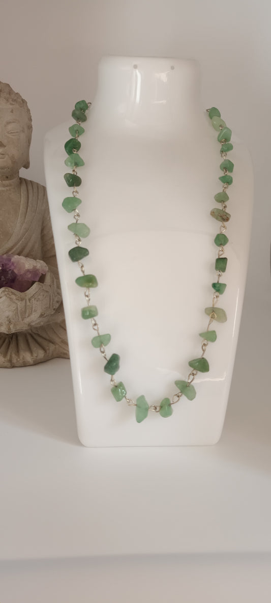 Collier en pierre semi-précieuse vintage aventurine