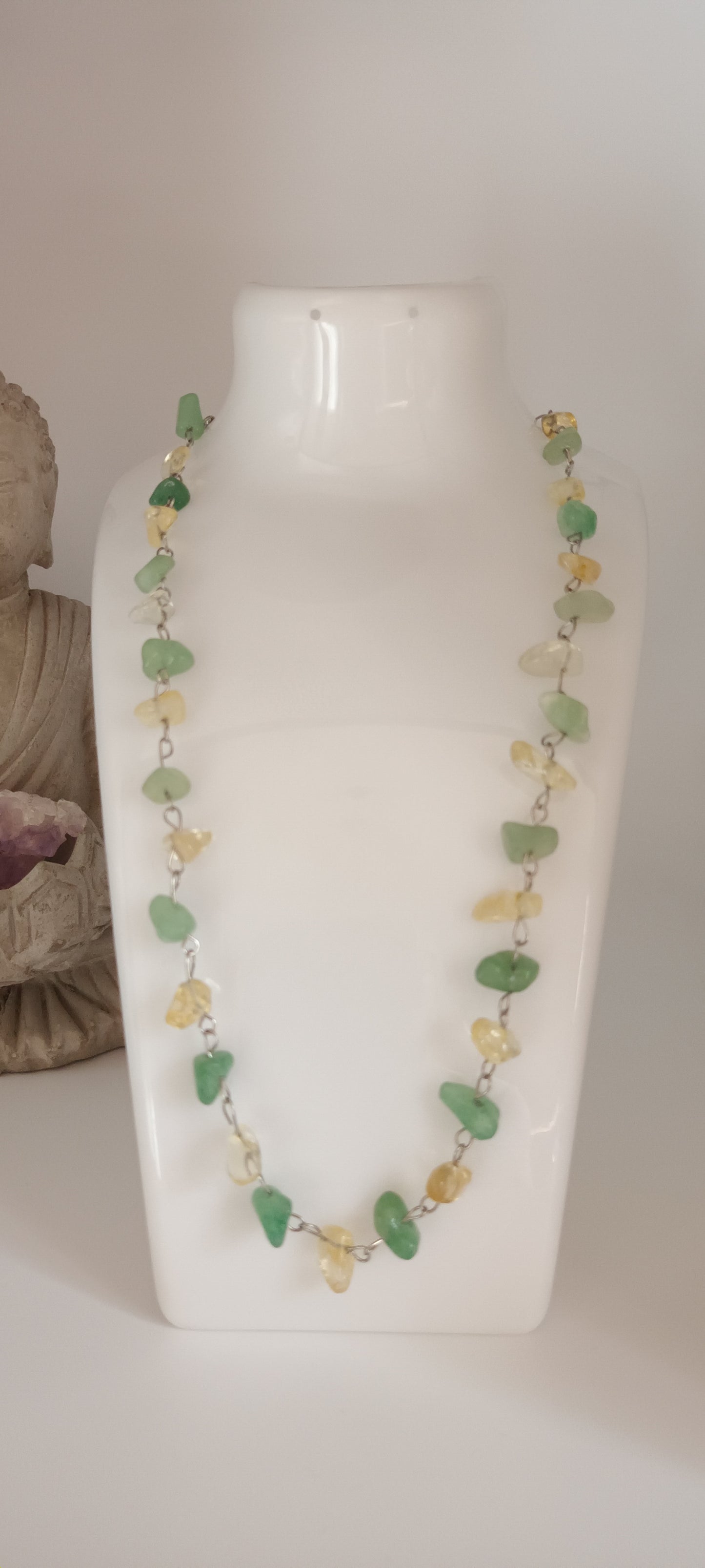 Collier en pierre semi-précieuse vintage citrine et aventurine