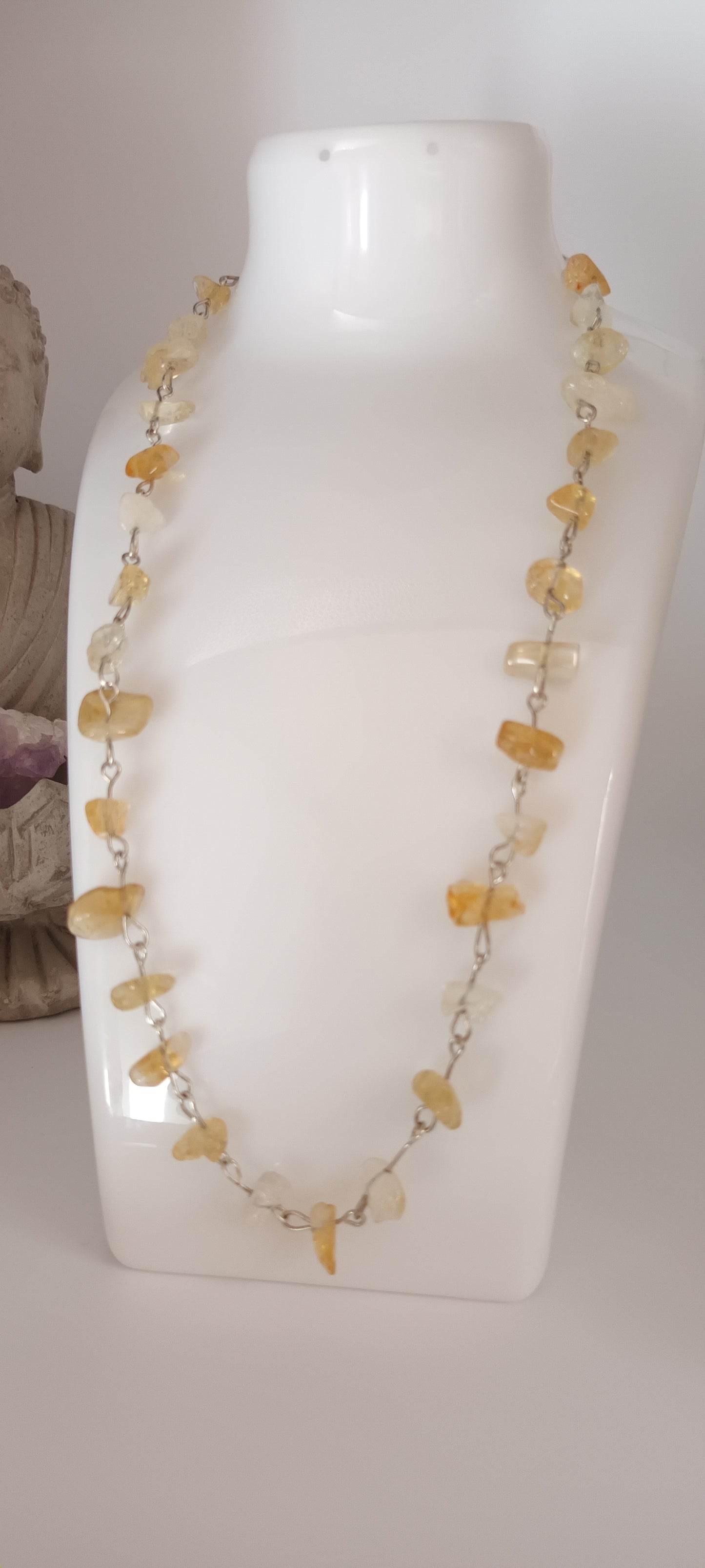 Collier en pierre semi-précieuse vintage citrine