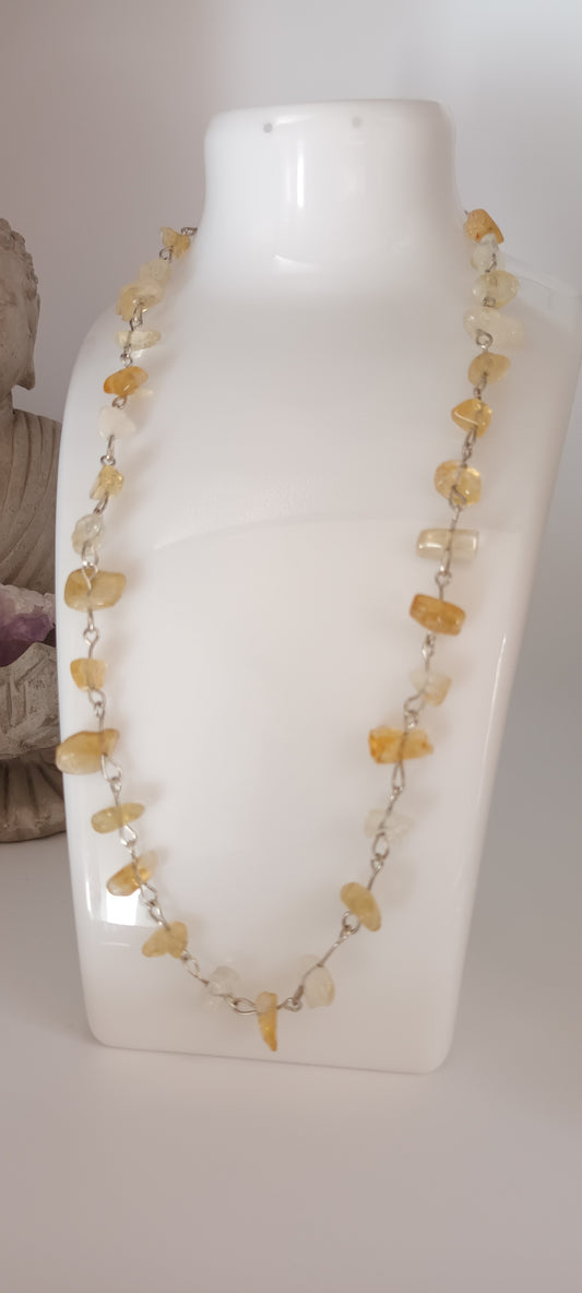 Collier en pierre semi-précieuse vintage citrine