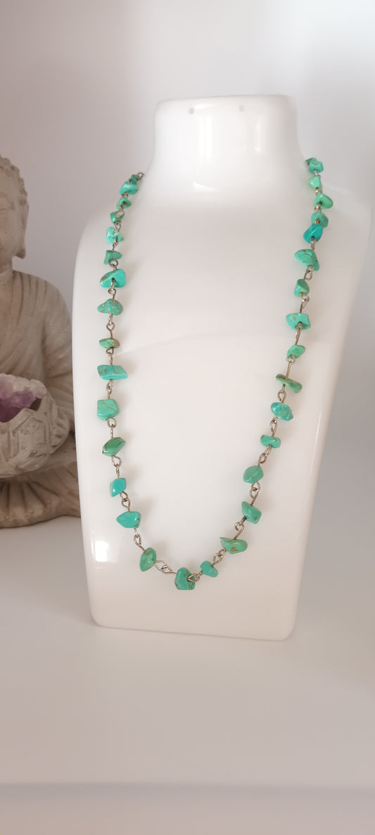 Collier en pierre semi-précieuse vintage , turquoise