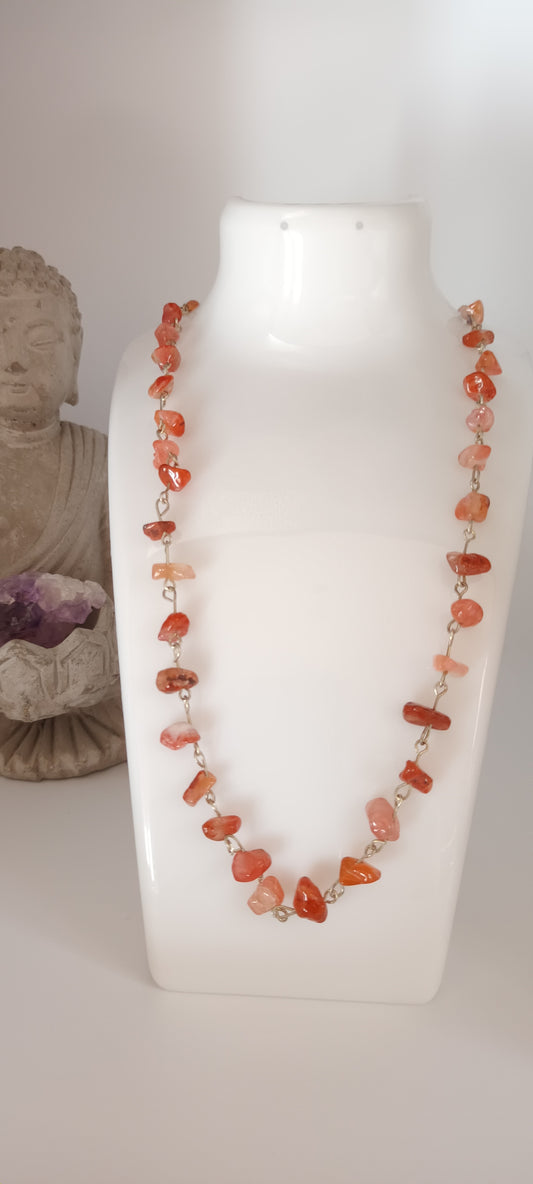 Collier en pierre semi-précieuse, vintage cornaline agate