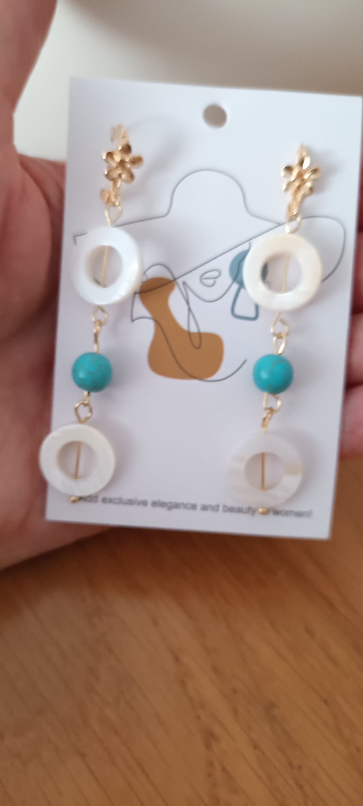 Boucles d'oreilles pendantes pierres turquoise