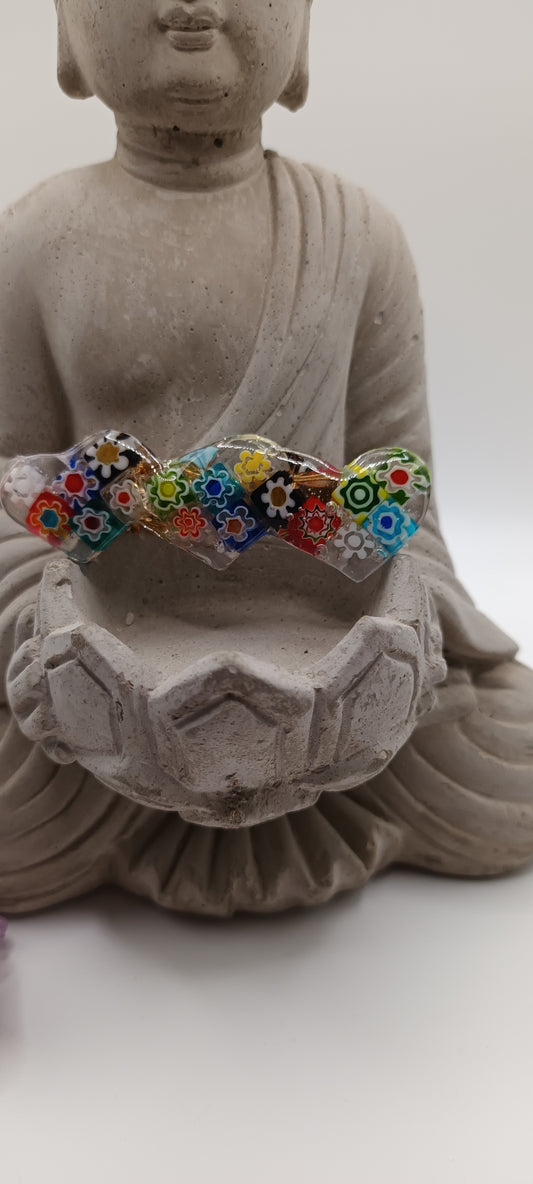 Barrette en résine forme cœurs mille fiori