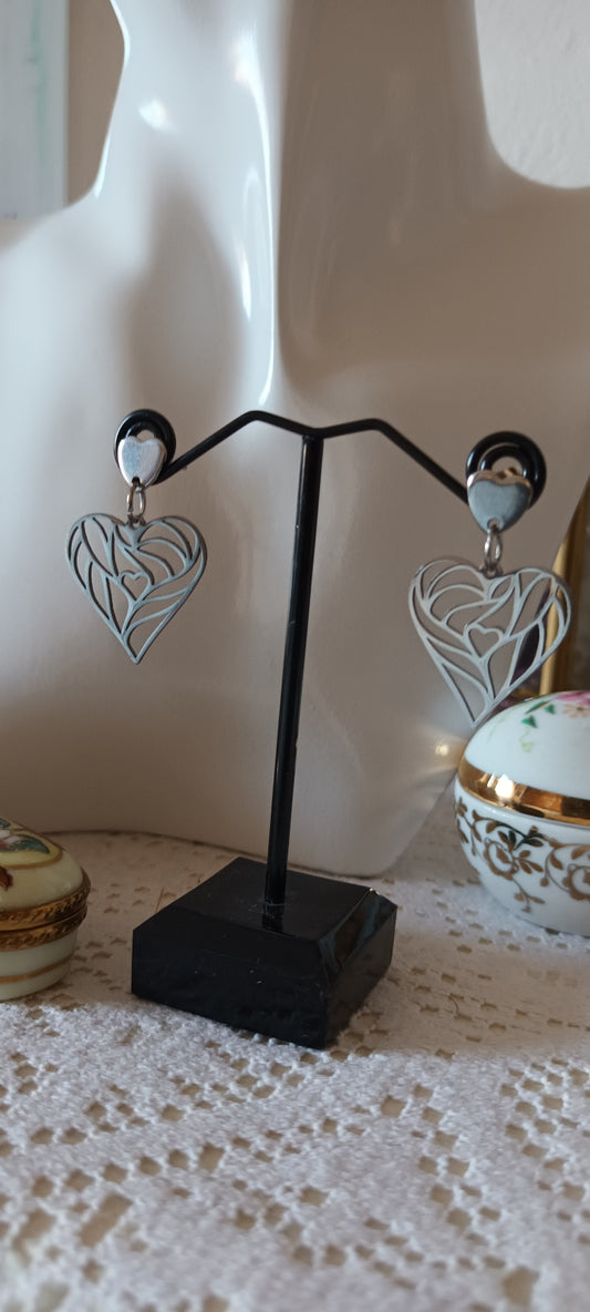 boucles d'oreilles cœur argent