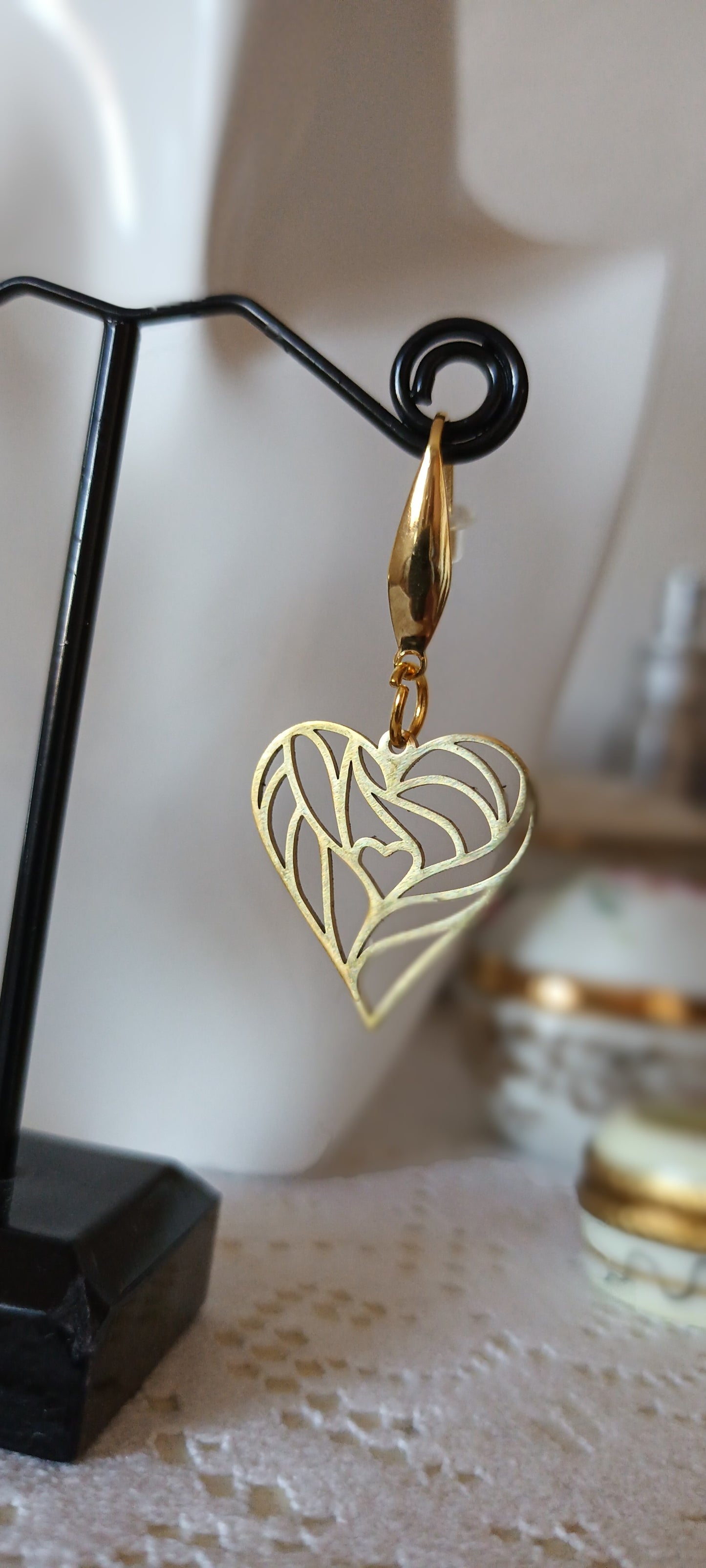 boucles d'oreilles cœur doré