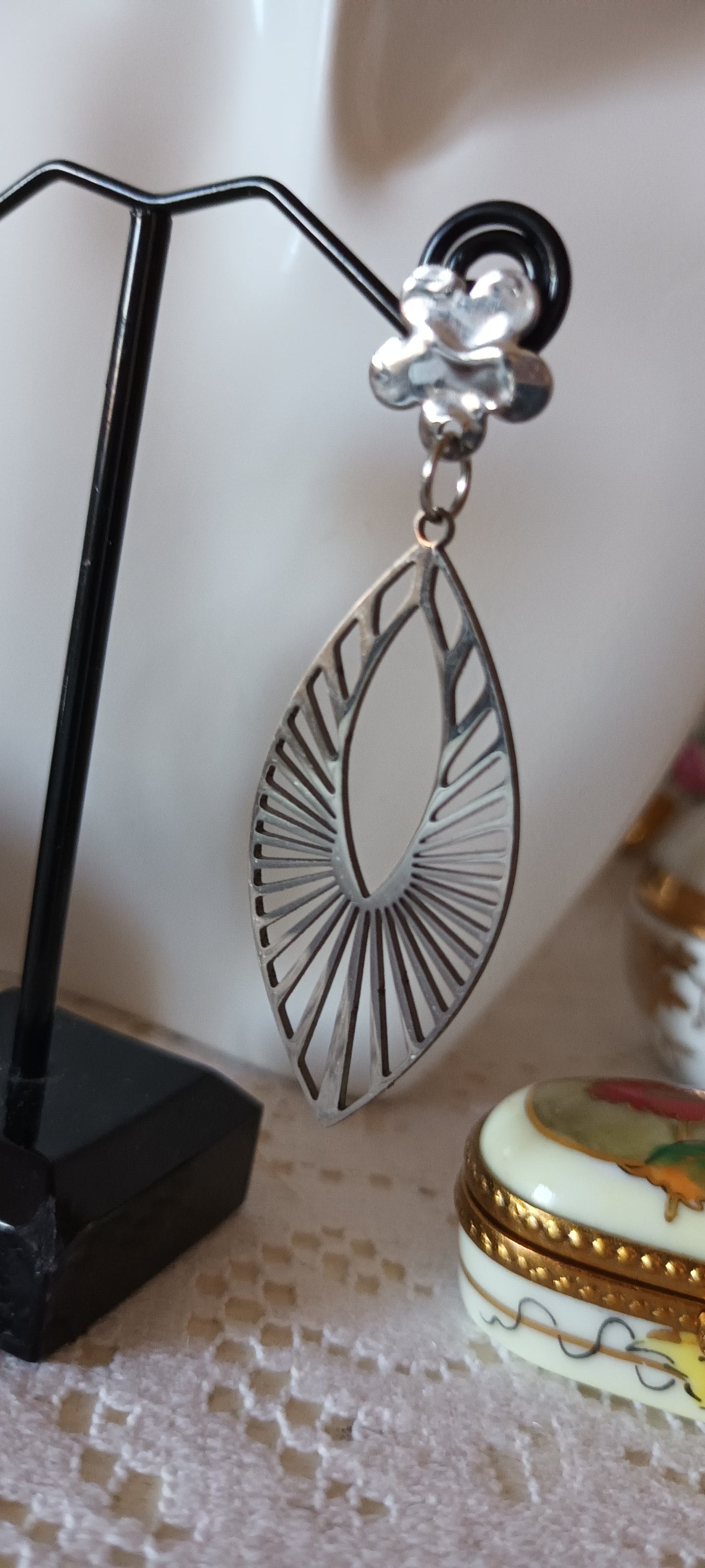 boucles d'oreilles forme géométrique ovale évidé argent