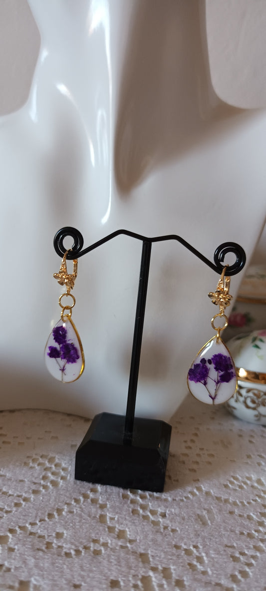 boucles d'oreilles en résine forme de goutte