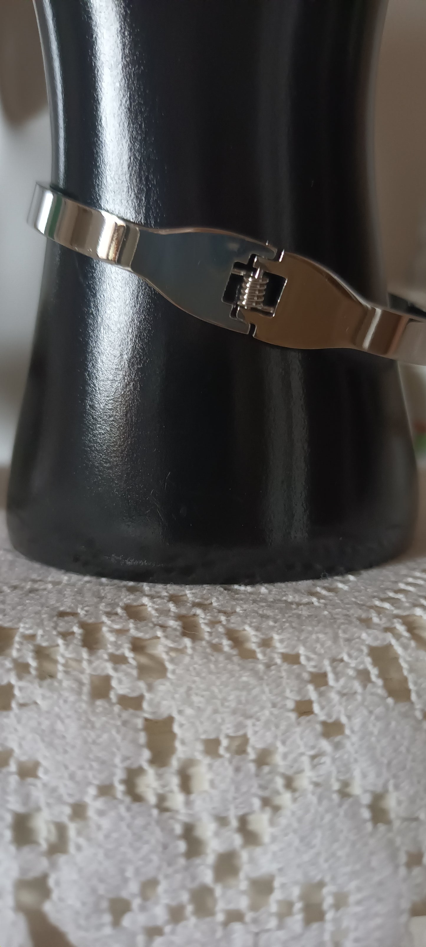 Bracelet jonc cœur et strass argent et doré