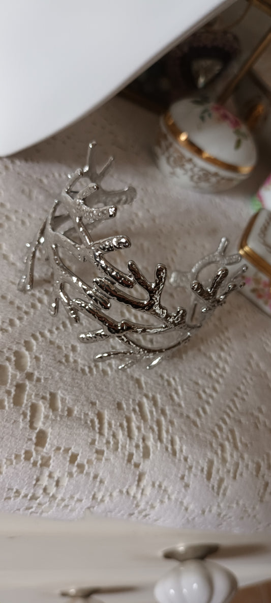 Bracelet manchette de forme corail argenté où doré