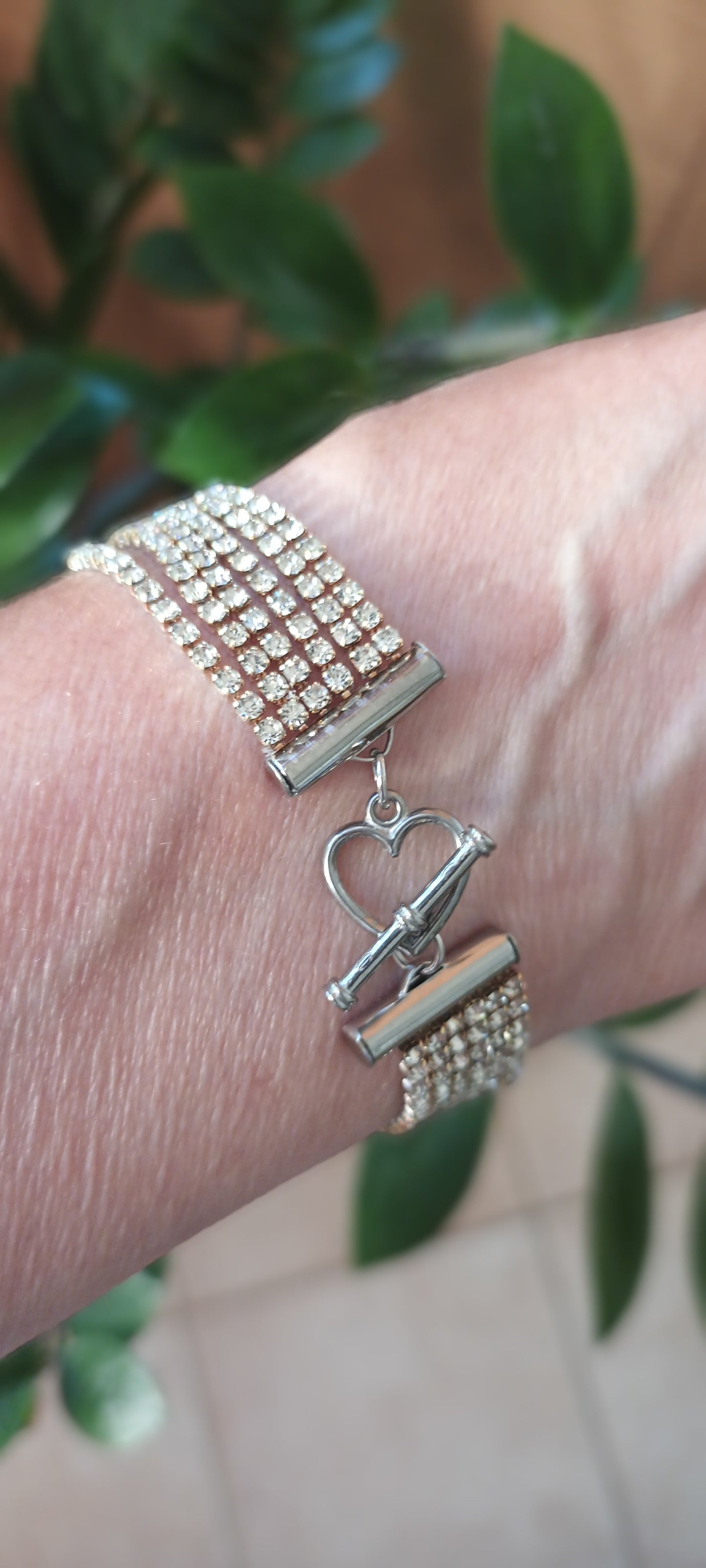 Bracelet en strass fait mains argent