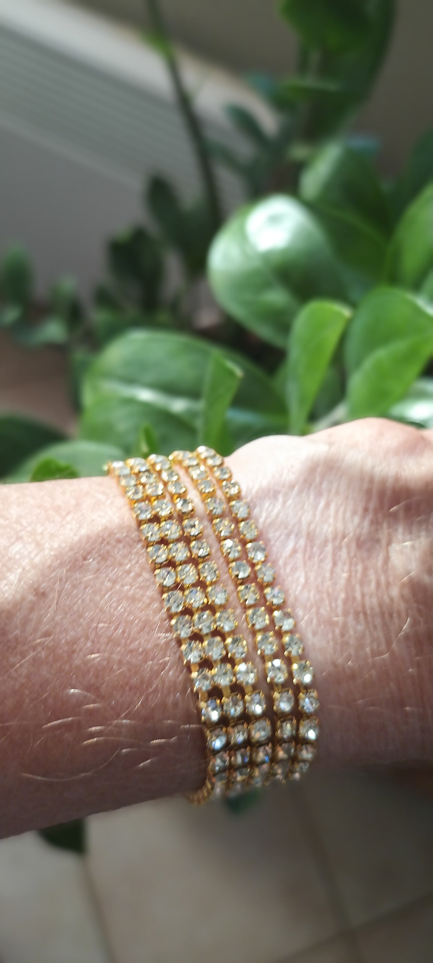 Bracelet en strass fait mains doré