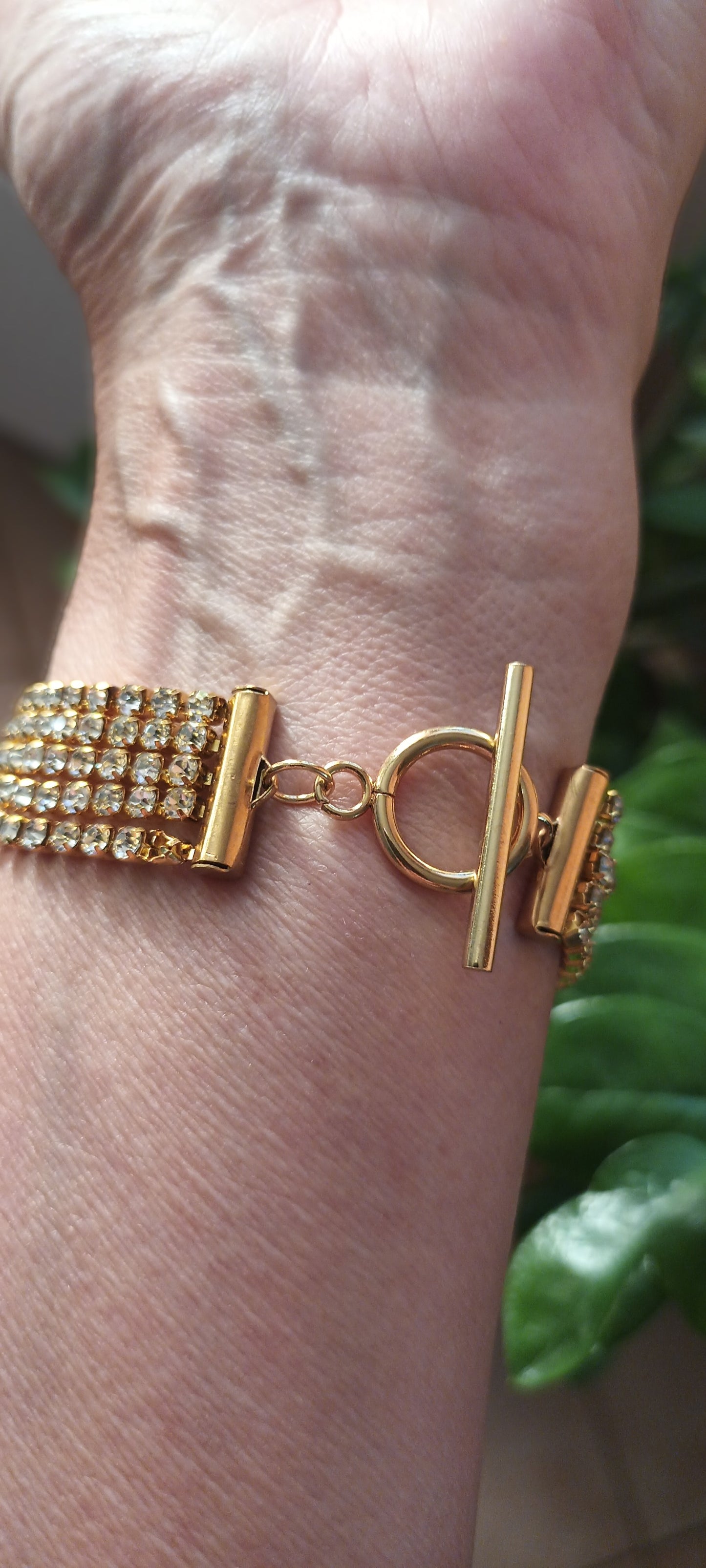 Bracelet en strass fait mains doré