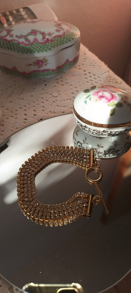 Bracelet en strass fait mains doré