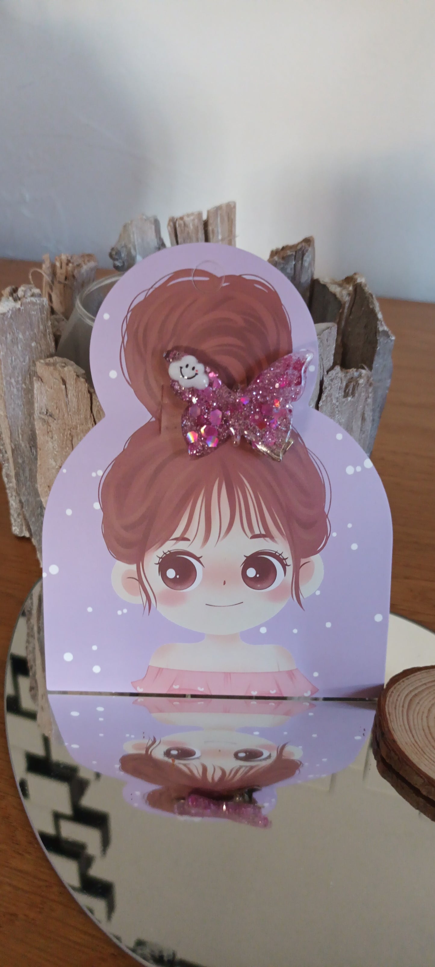 Barrette fillettes papillon en résine