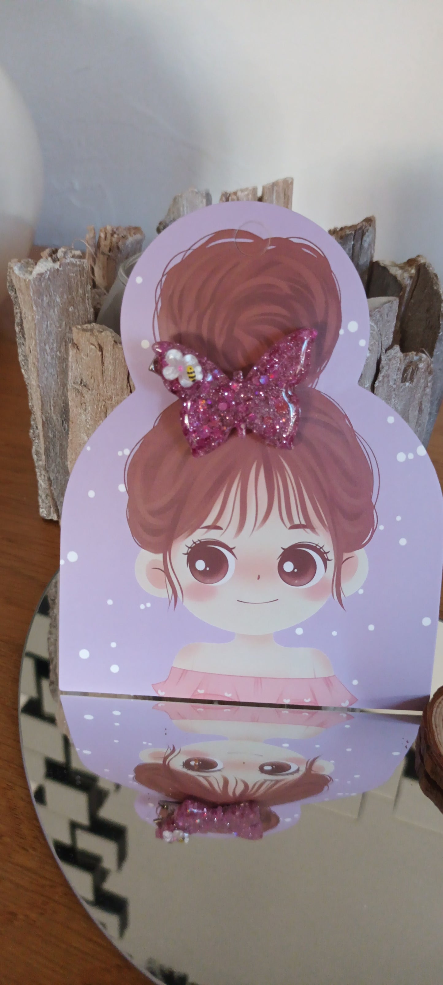 Barrette fillettes papillon en résine