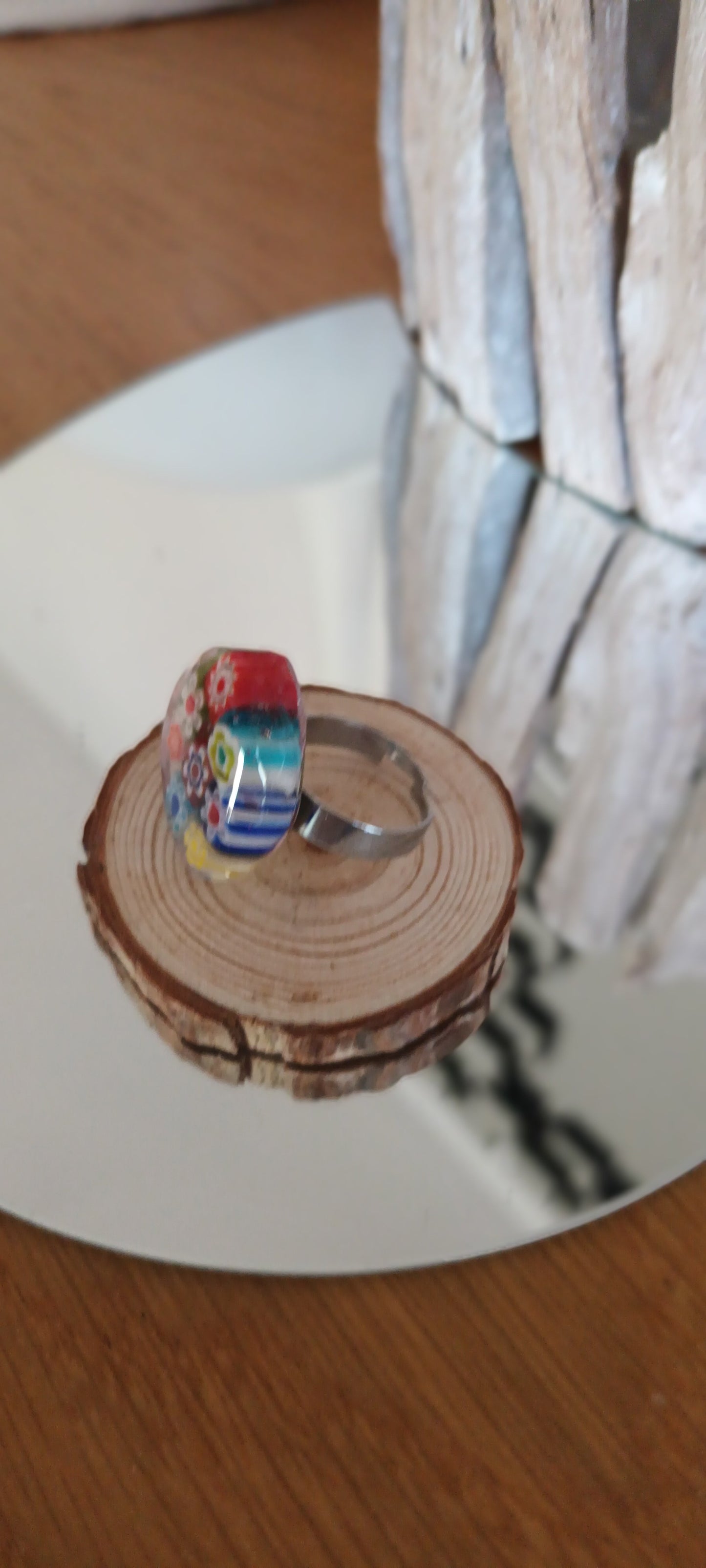 Bague verre souffle Murano ovale 2 X 2, 5
