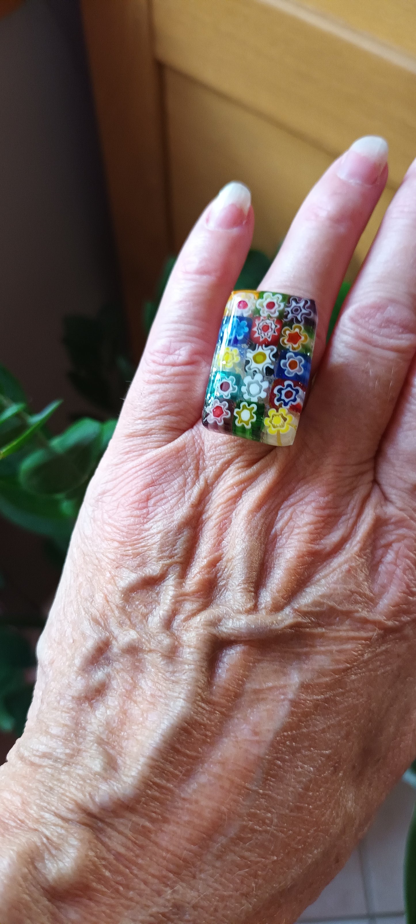 Bague verre souffle Murano rectangulaire