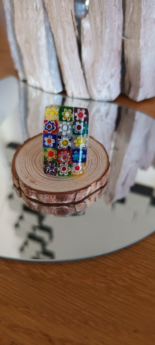Bague verre souffle Murano rectangulaire