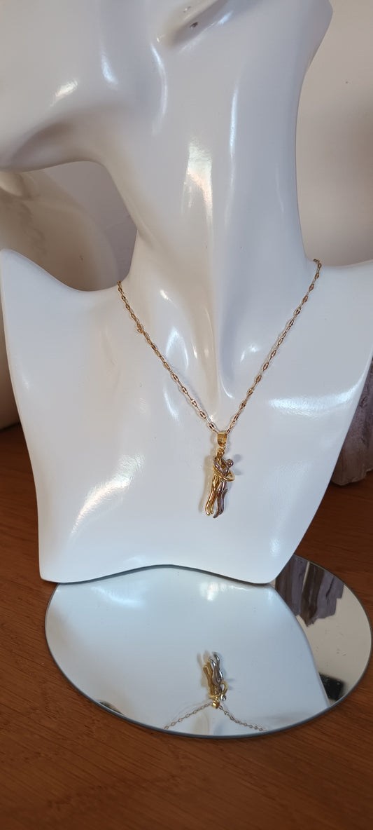 Collier pendentif pour couple inséparables romantique doré
