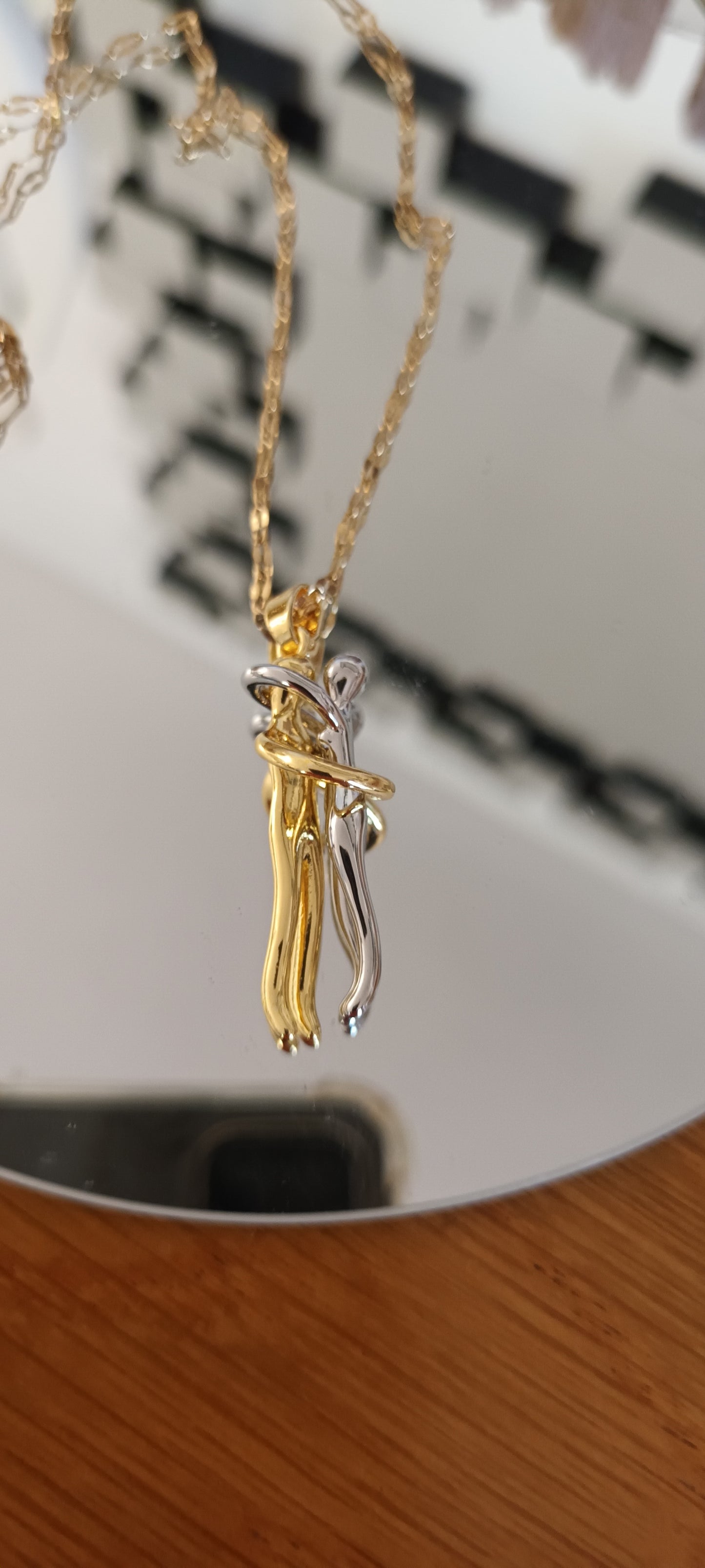 Collier pendentif pour couple inséparables romantique doré