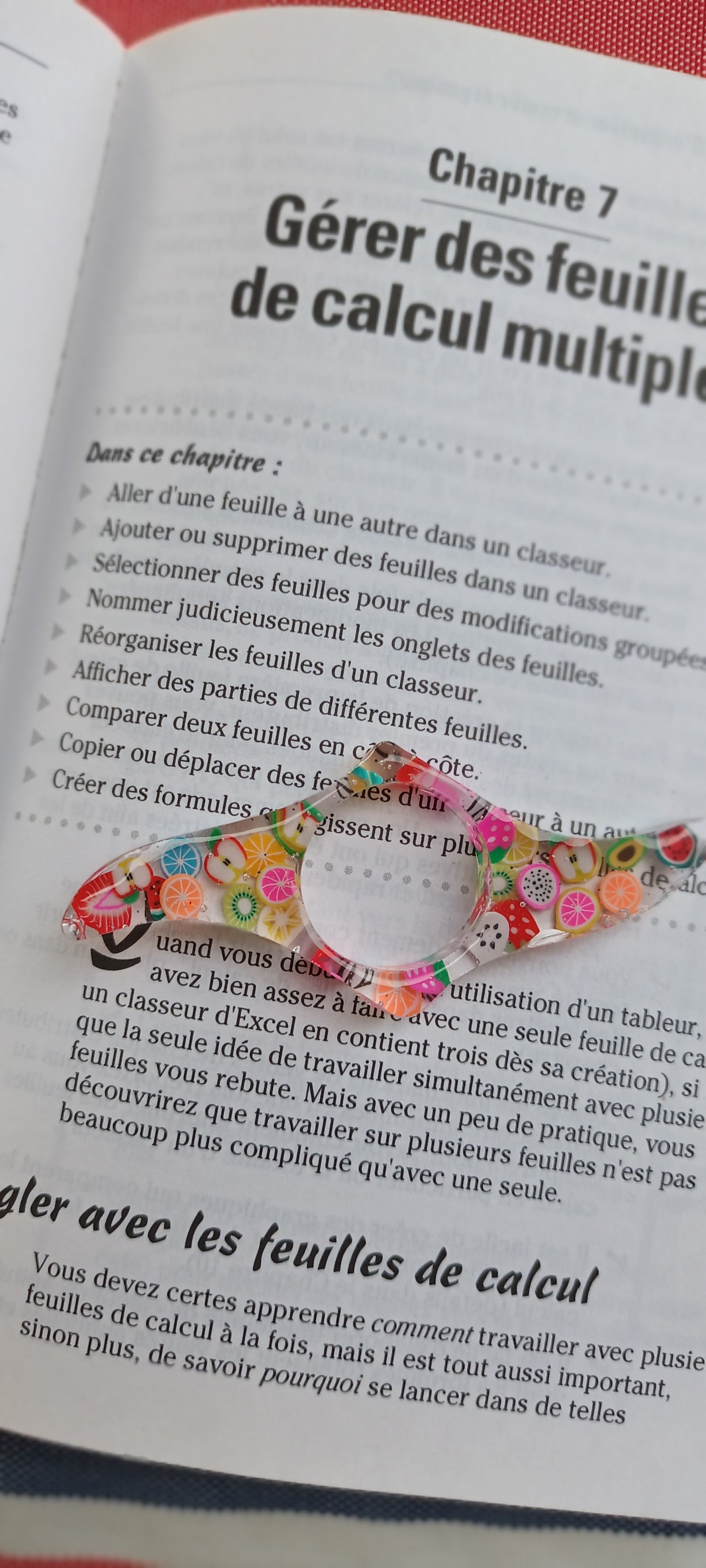 Porte page en résine inclusion fruits