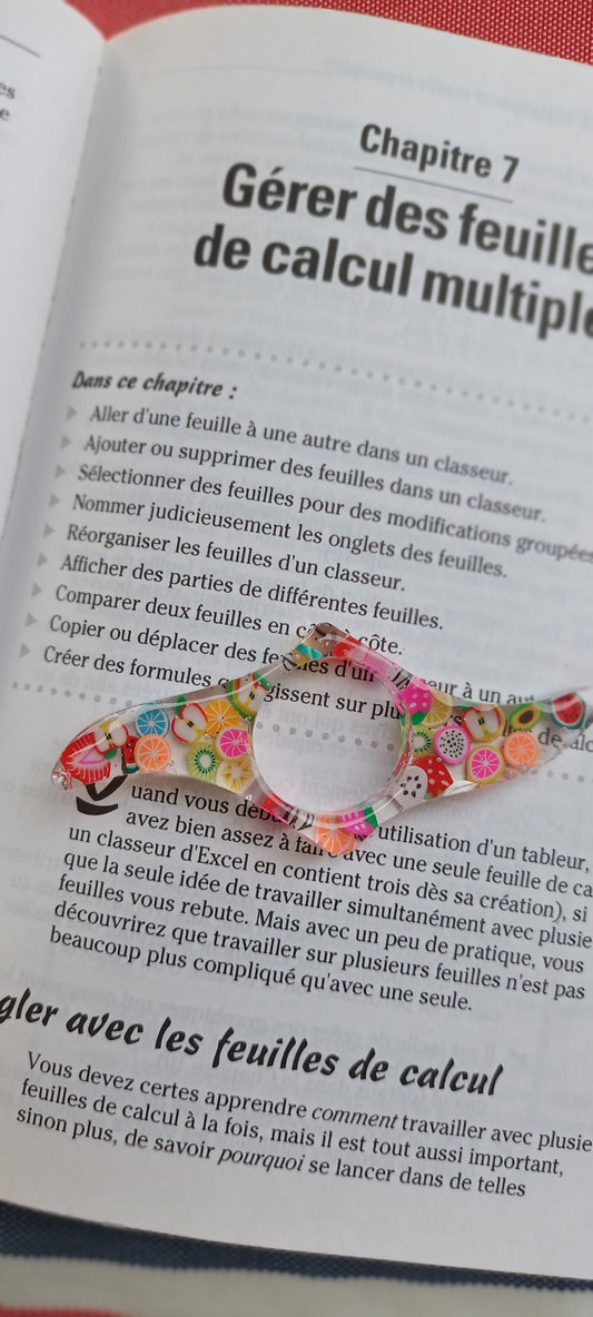 Porte page en résine inclusion fruits