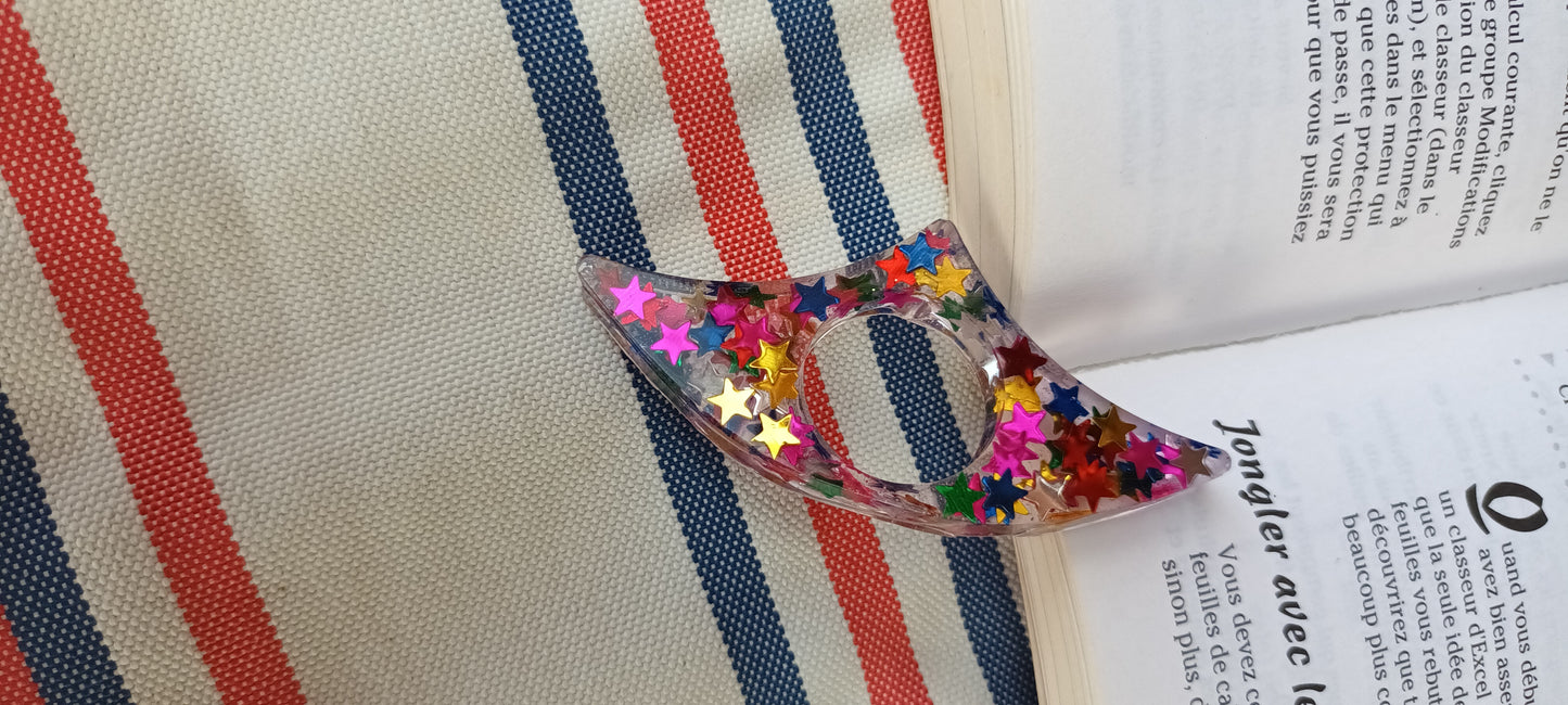 Porte page en résine bleu paillettes où étoiles