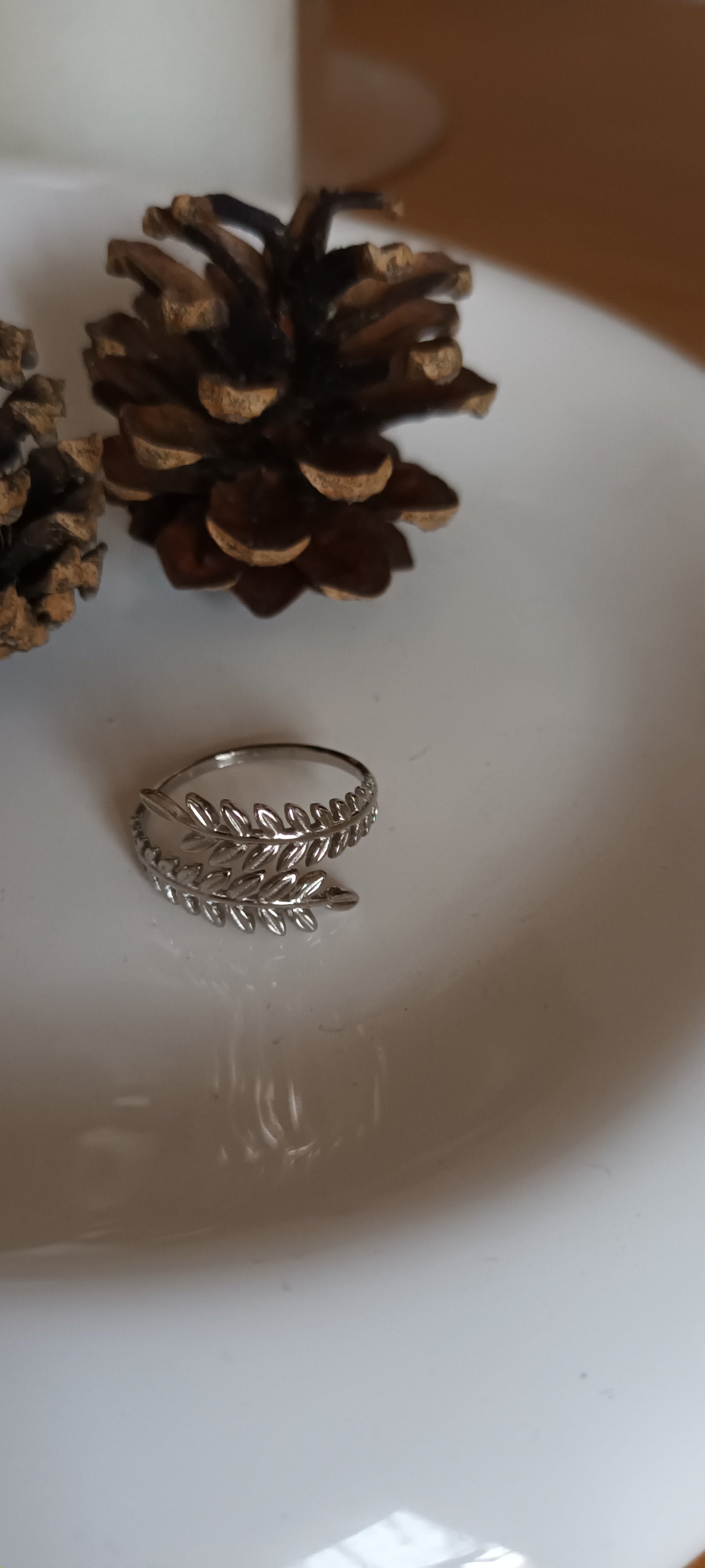 Bague argent ajustable feuilles