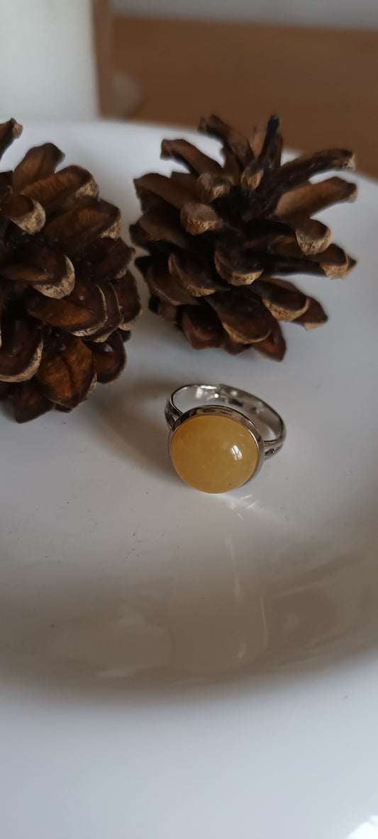 Bague citrine en pierre précieuse ajustable