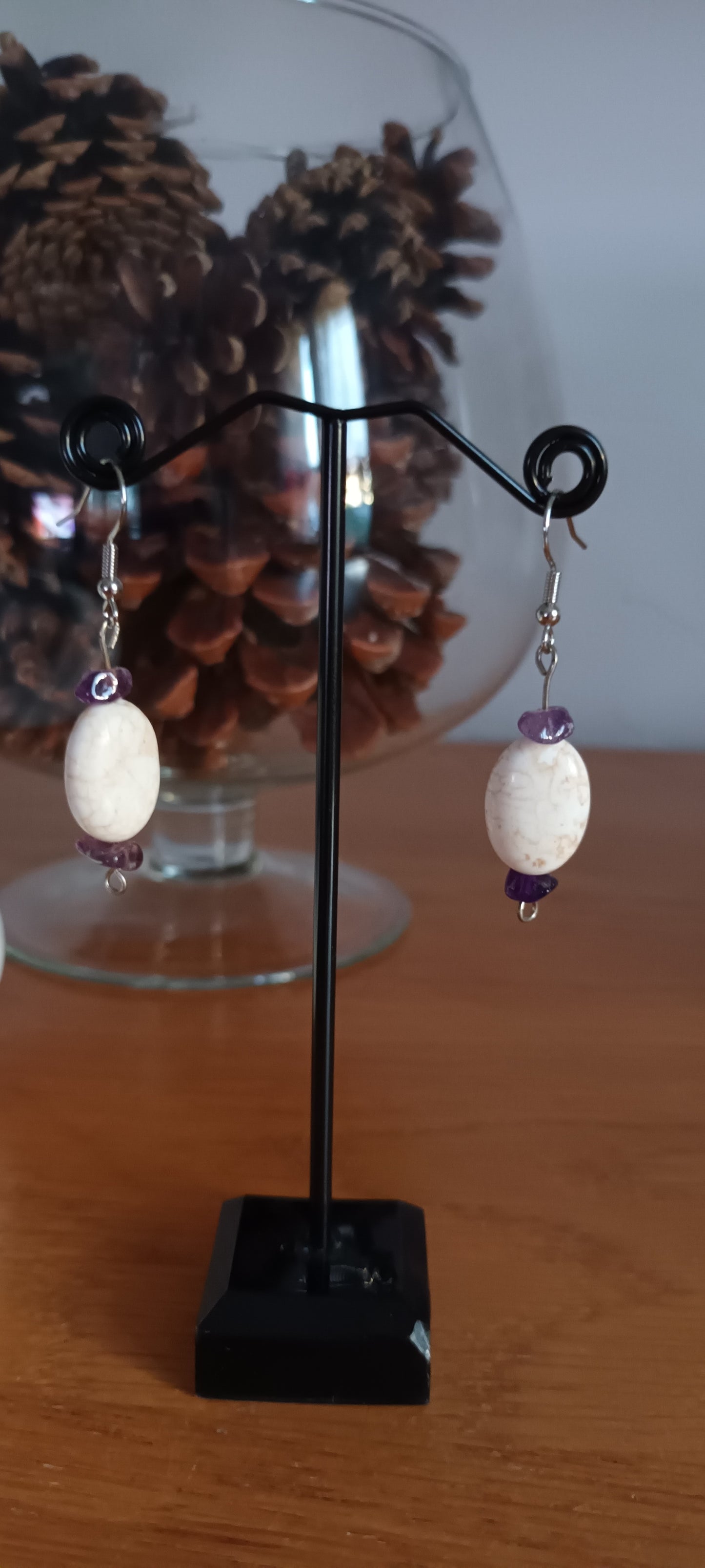 Boucles d'oreilles en pierre précieuse naturel mélusine améthystes