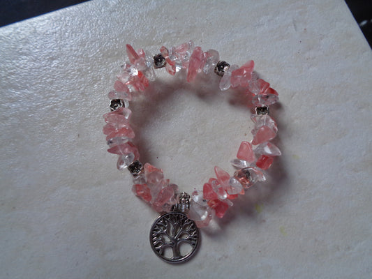 Bracelet en pierre naturel quartz cerise.