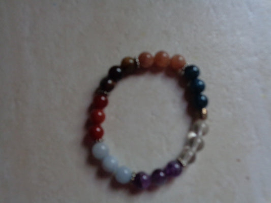 Bracelet en pierre précieuse  naturel de 8mm 7 chakras  perles