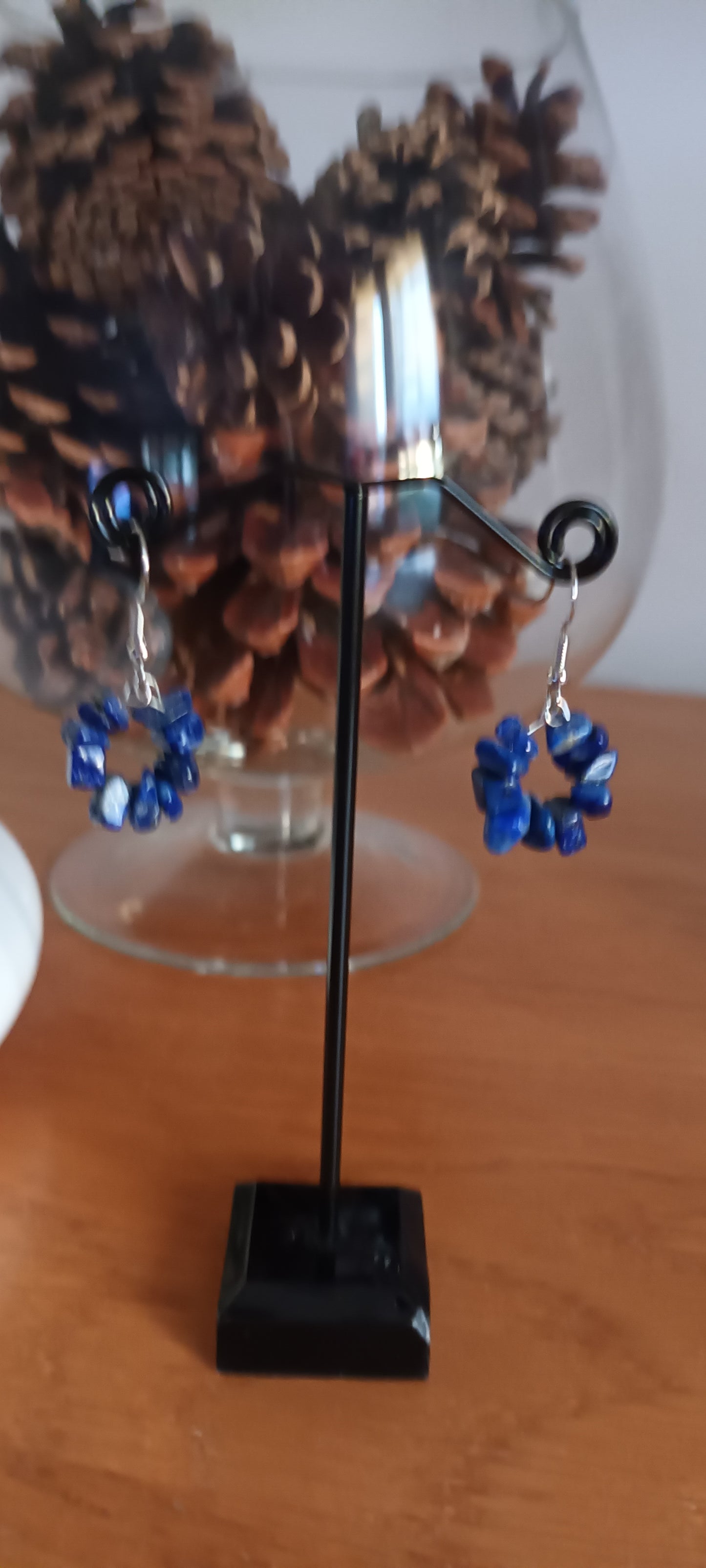 Boucles d'oreilles en pierre précieuse naturel lapis lazuli