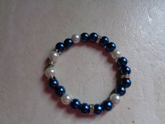 Bracelet verre et perle de verre marine